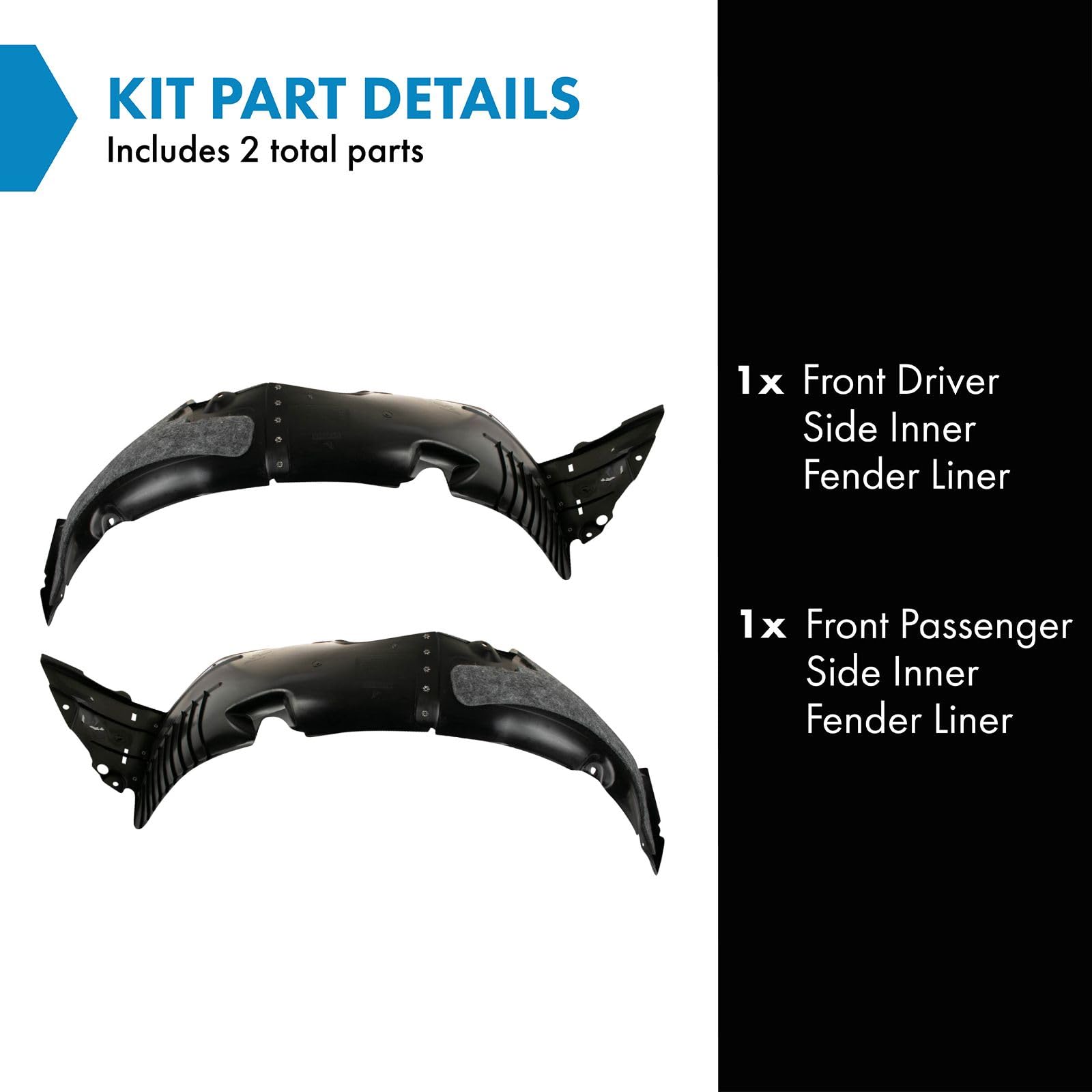 Trq Front Inner Fender Liner Set Compatible With 2014-2016 Hyundai Elantra Hy1248133 Hy1249133