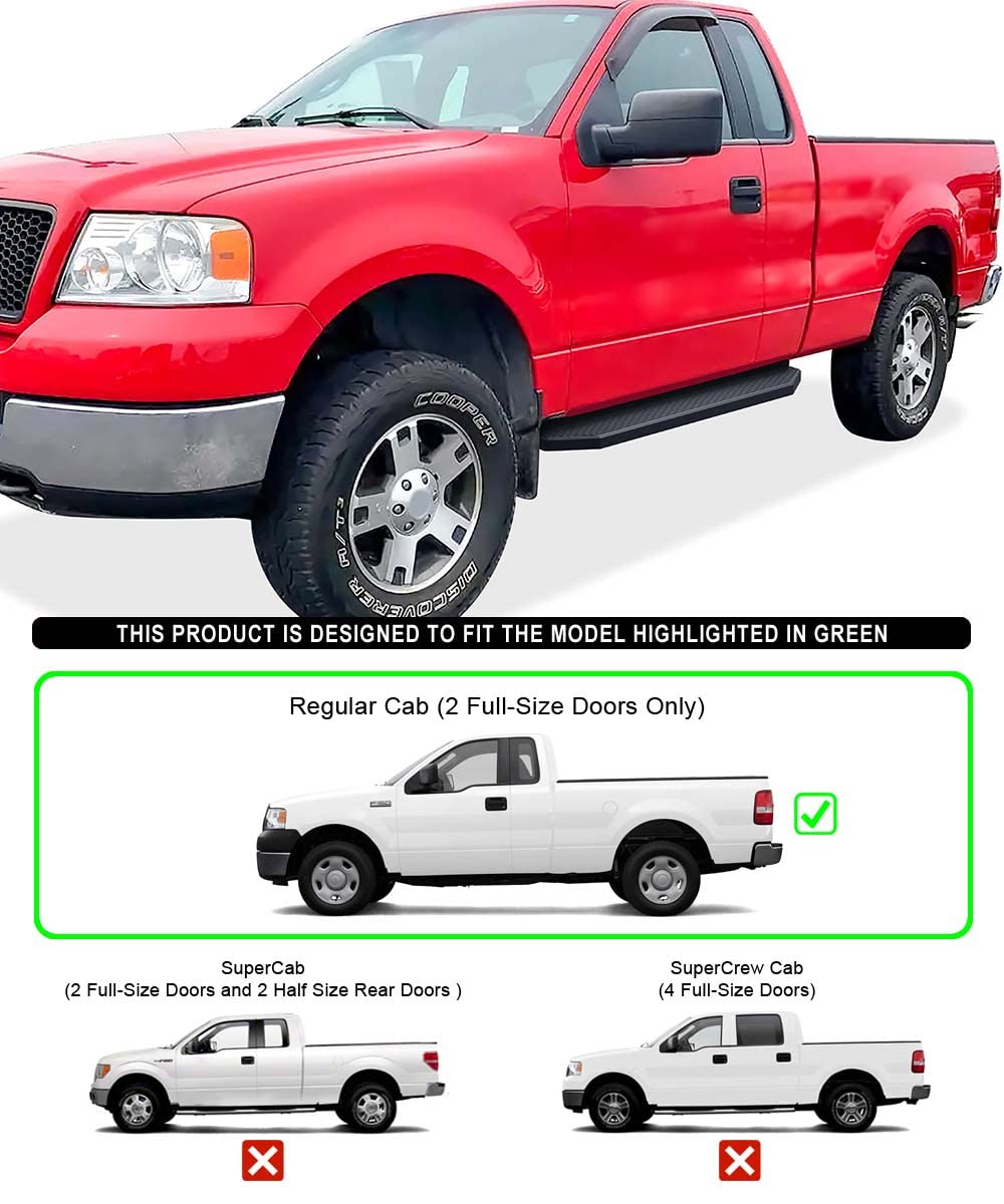 APS 6-inch (Black Powder Coated Flat Style) Running Boards Nerf Bars Side Steps Compatible with Ford F150 2004-2008 Regular Cab