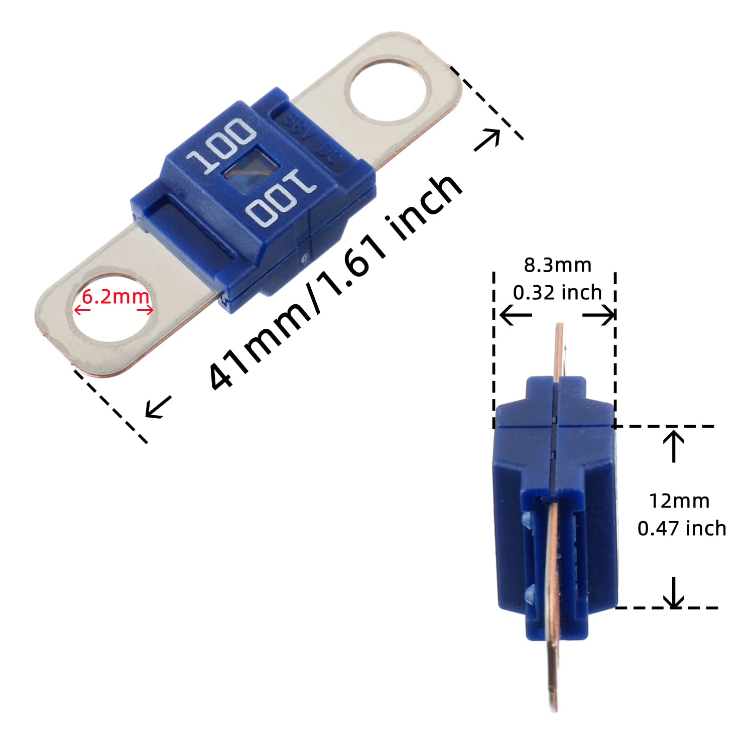 Bojack 100 Amp Ami/Midi Fuse Holders And High Current Bolt-On Midi Fuses 100A For Cars Trucks Vehicles (Pack Of 2)