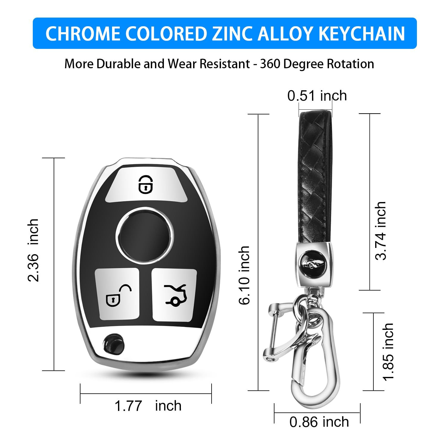 Qbuc For Mercedes Benz Key Fob Cover With Keychain,Compatible With Mercedes-Benz A B C E G R S M Class Cla Clk Amg Cls Gla Glc G