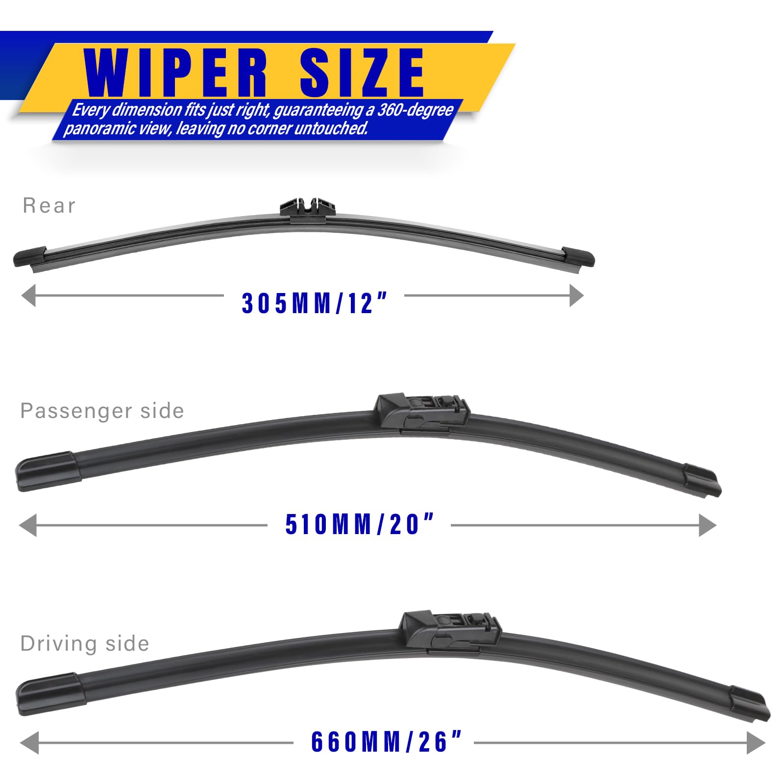 3 Wipers Replacement For 2018-2022 Bmw X3/2019-2022 Bmw X4, Windshield Wiper Blades Original Equipment Replacement - 26''/20''/1