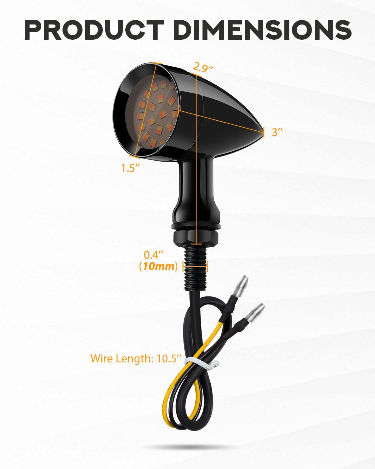 PBYMT 2PCS Motorcycle Bullet 24 LEDs Front Turn Signal Lights Amber SMD Blinkers w/ 10mm Mount Hole Compatible for Honda Yamaha