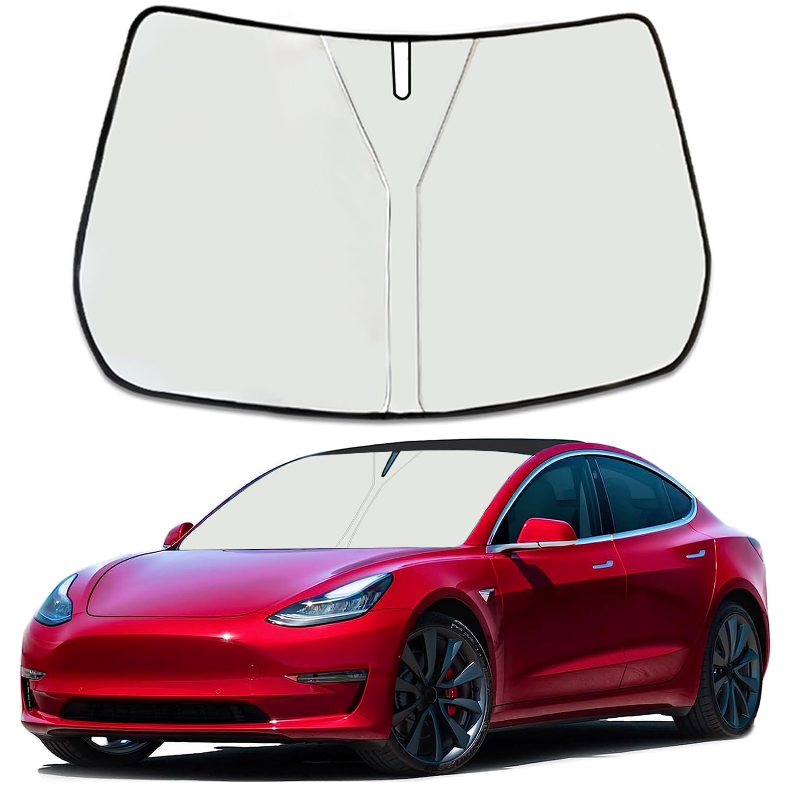 Moricere Upgrade Windshield Sun Shade For Tesla Model 3 2016-2023, Foldable Windshield Sun Visor Blocks Uv Rays