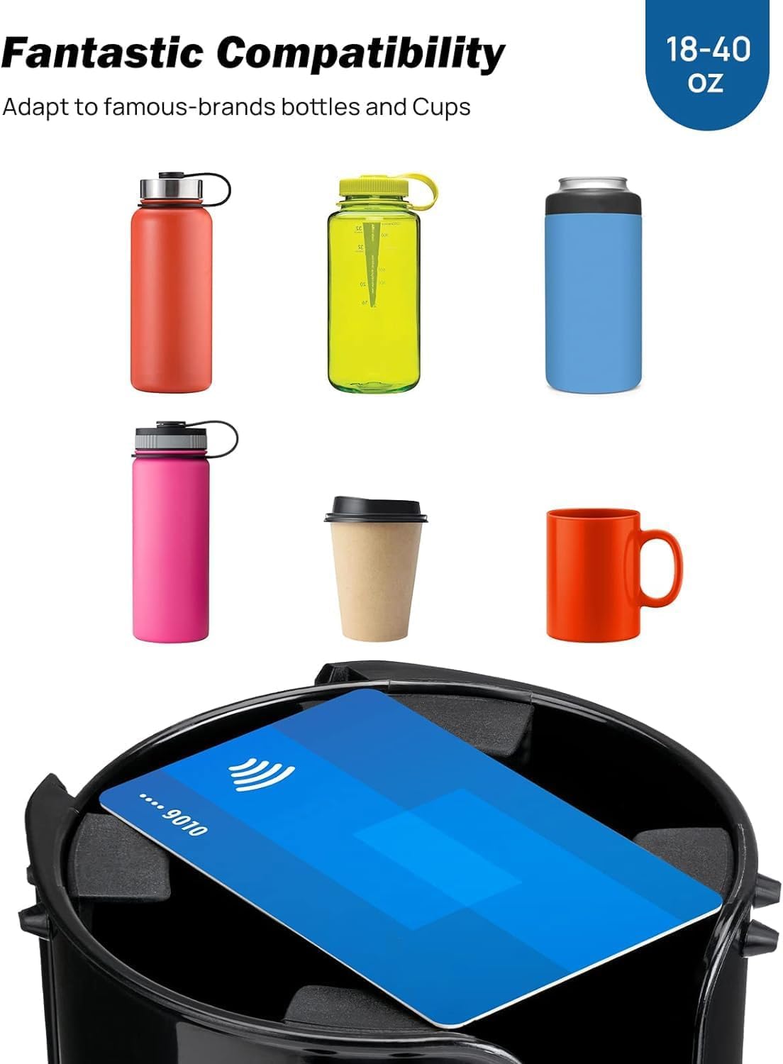 Joytutus Cup Holder Expander With Storage Box For Car, Large Cup Holder Adapt Most Regular Cup Holder 18-40Oz, Fit In 2.75-3.25I