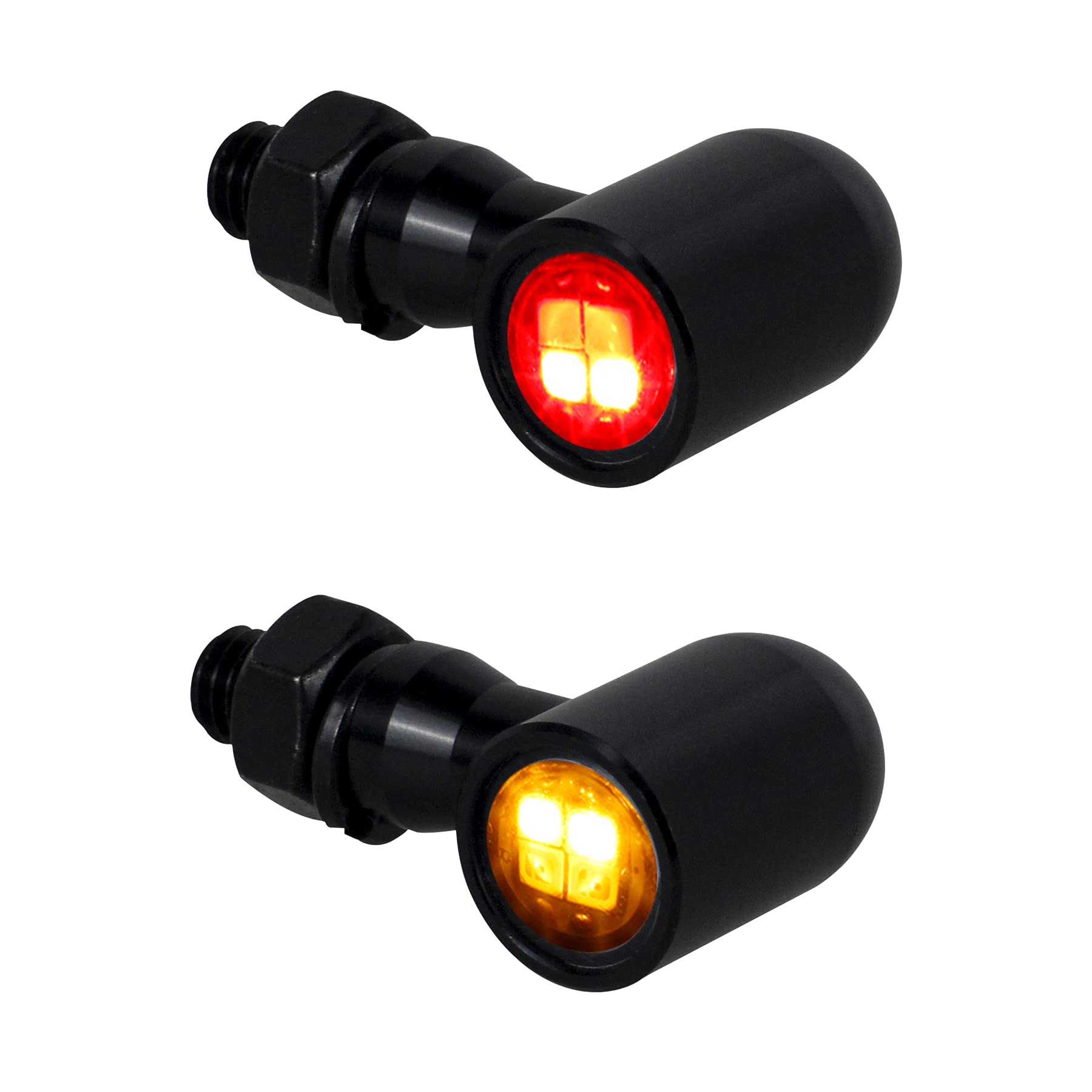 QUASCO Rear Motorcycle LED Turn Signals Universal Mini Size Brake Tail Light Blinkers Compatible with Harley Honda Kawasaki Suzu