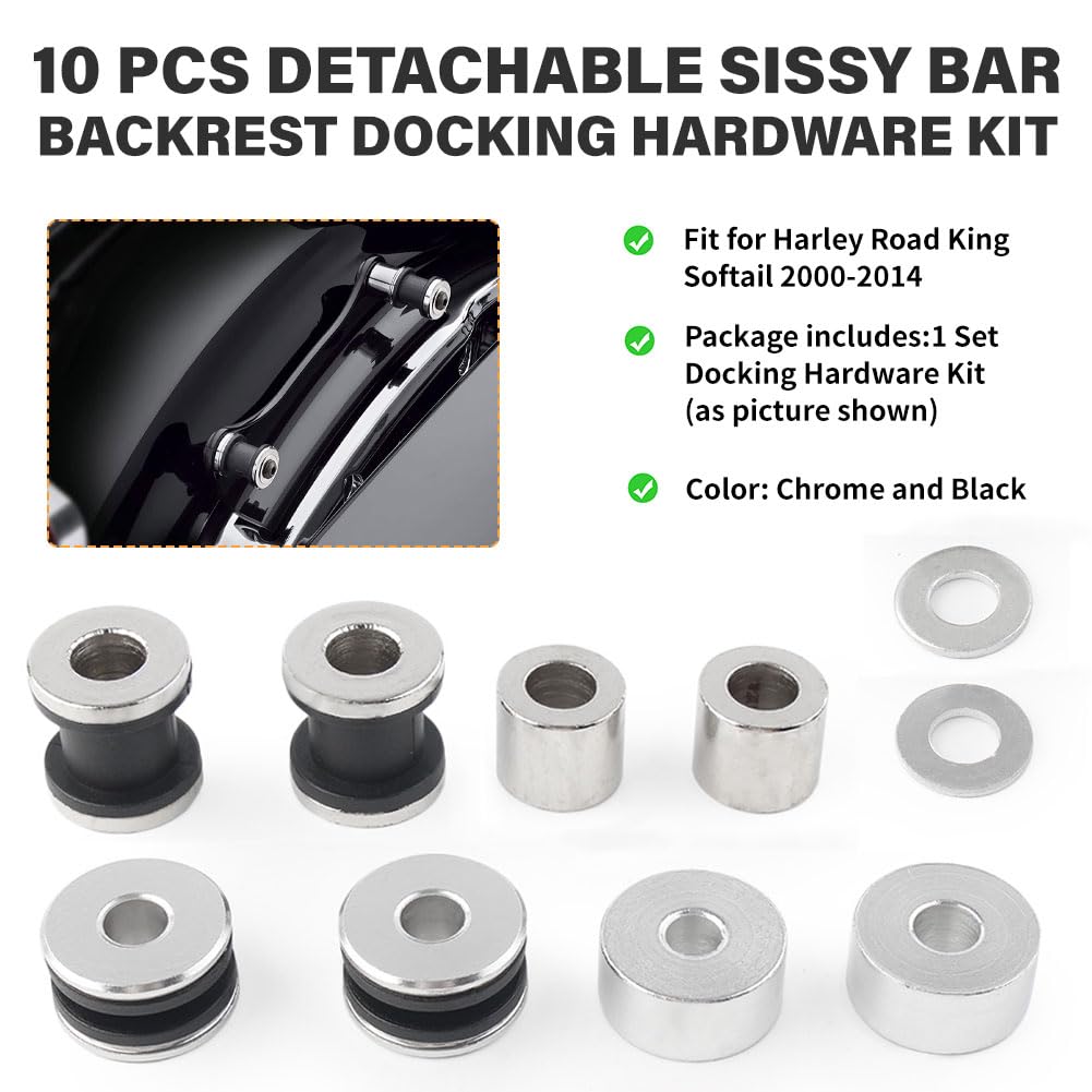 Newsmarts Detachable Sissy Bar Backrest Docking Hardware Kit Fit For Harley Touring Road King Road Glide Electra Glide 1997 1998
