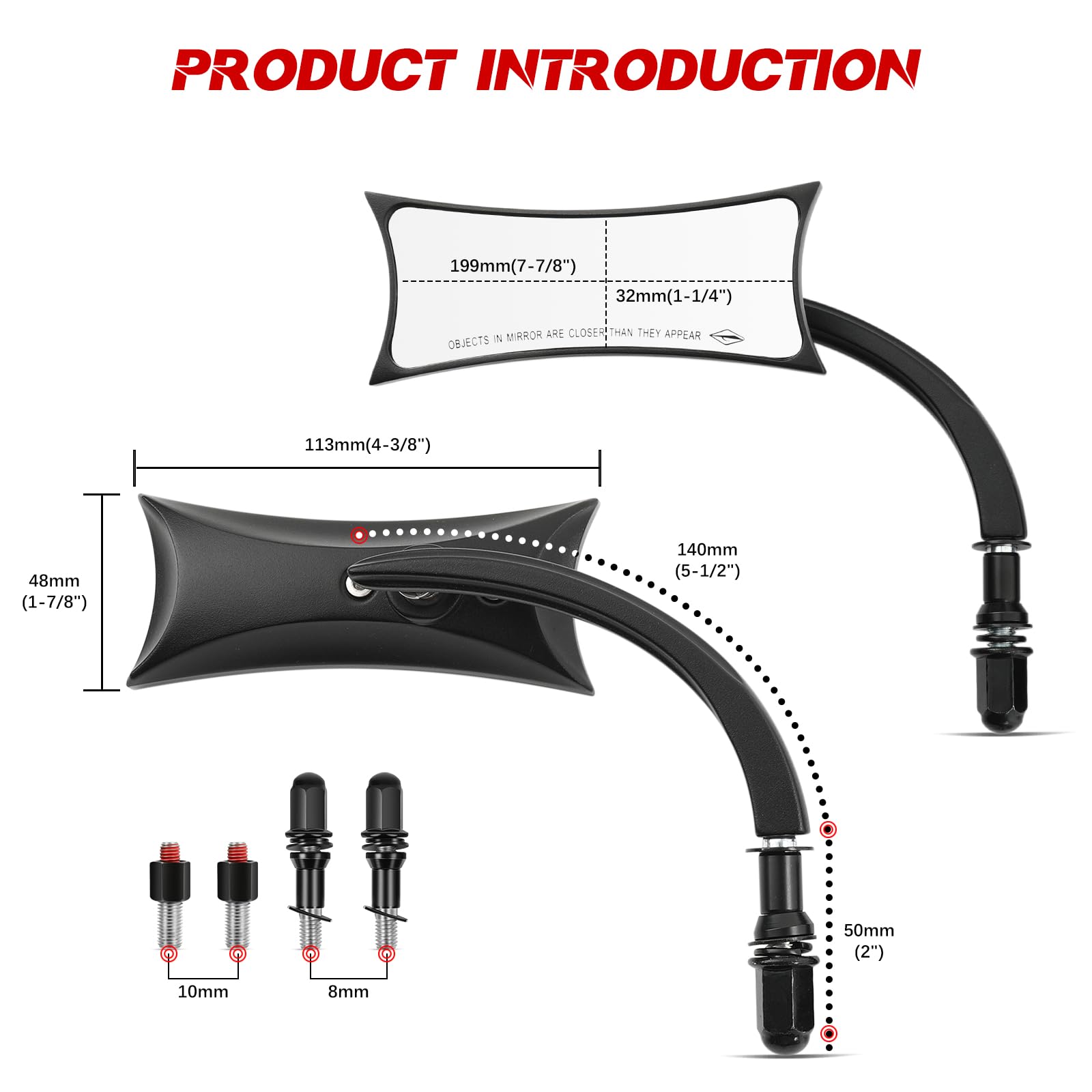 Black Sportster Mirrors For Harley Road King Street Electra Glide Road Glide Dyna Softail Rearview 1982-2018 2019 2020 (Black#4)