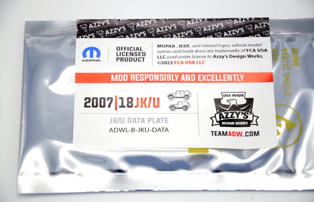 Jeep Data Plate (Wrangler Jk/U)