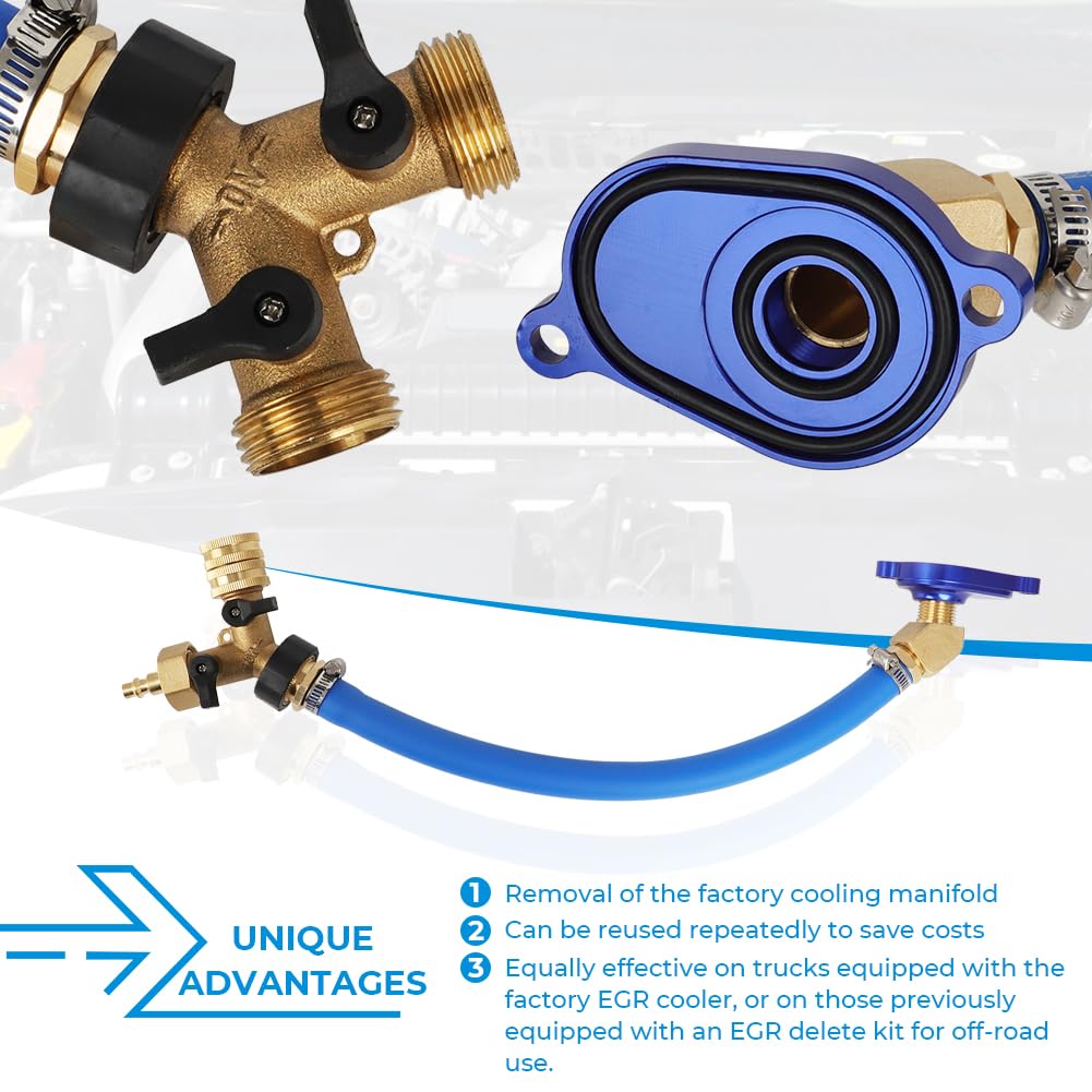 6.0L Oil Cooler Flush Kit With ''T'' Port and Aluminum Anodize Adapter VT365 VT275 replacement for 2003-2010 Ford