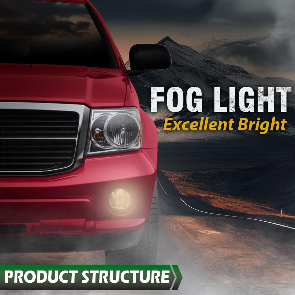Grand Orange Bumper Fog Lights With Bulbs Compatible With Dodge Dakota 05-09/Compatible With Jeep Commander 06-10/Compatible Wit