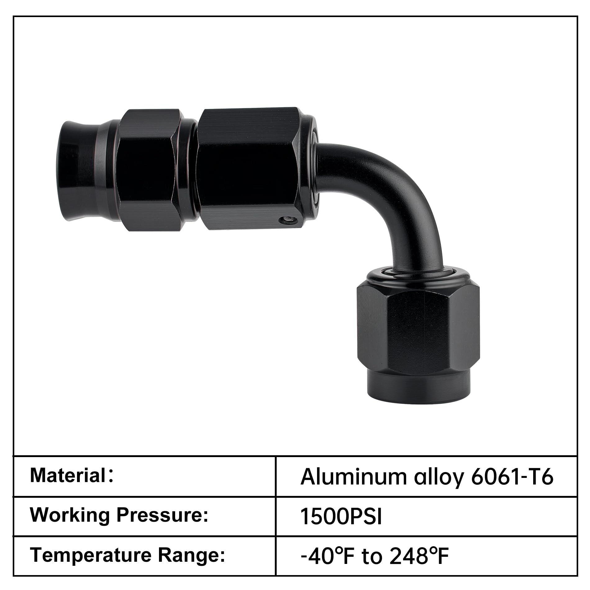 Evil Energy 3An Ptfe Hose End Fitting 90 Degree Black For Ptfe Hose Only 2Pcs