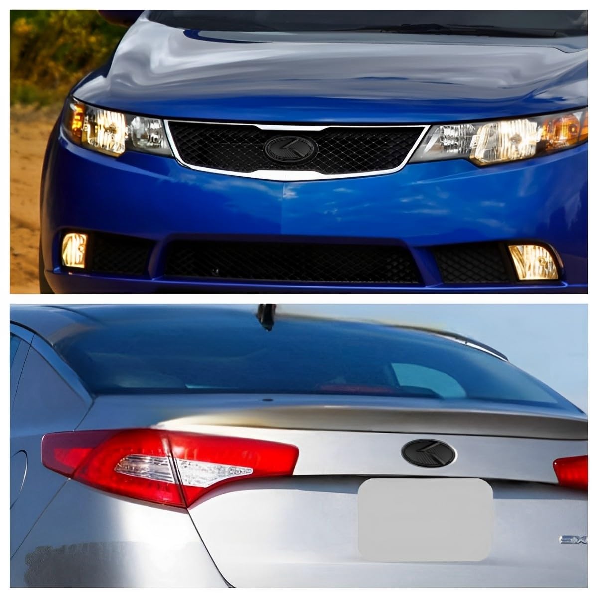 2Pcs K Logo Front Hood Trunk Emblem Badge Compatible with Forte Sedan Optima Cerato .etc (Carbon Fiber Black)
