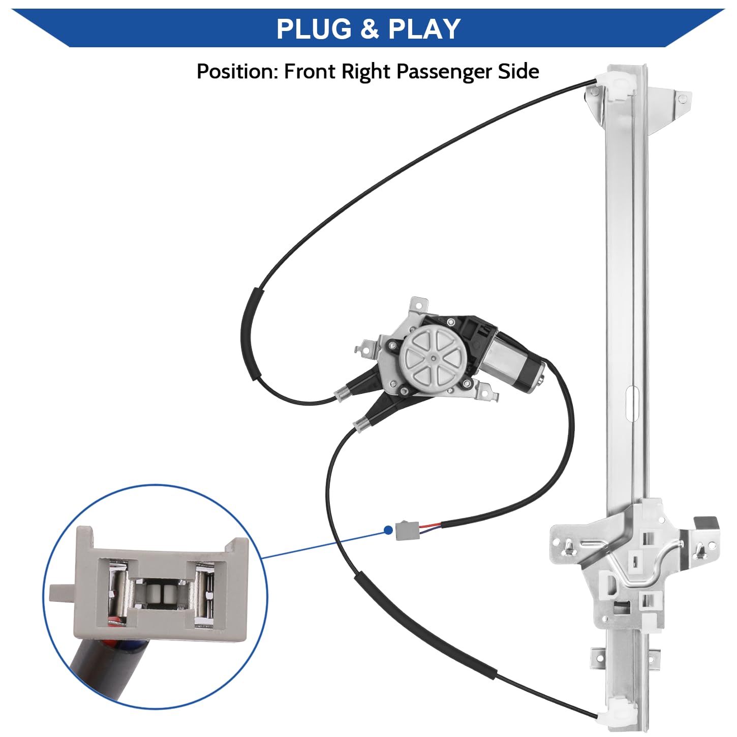 Obaee 741-587 Front Right Passenger Side Power Window Regulator with Motor Compatible with Ford E-150 2003-2014/ E-250 Econoline