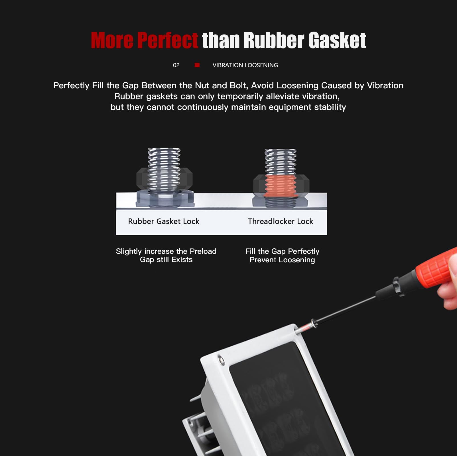 2 Pack Thread Locker - Blue 243 (Medium) & Red 271 (High) - Metal Screw Locking Sealant For Bolts/Nuts/Fasteners - Prevents Loos