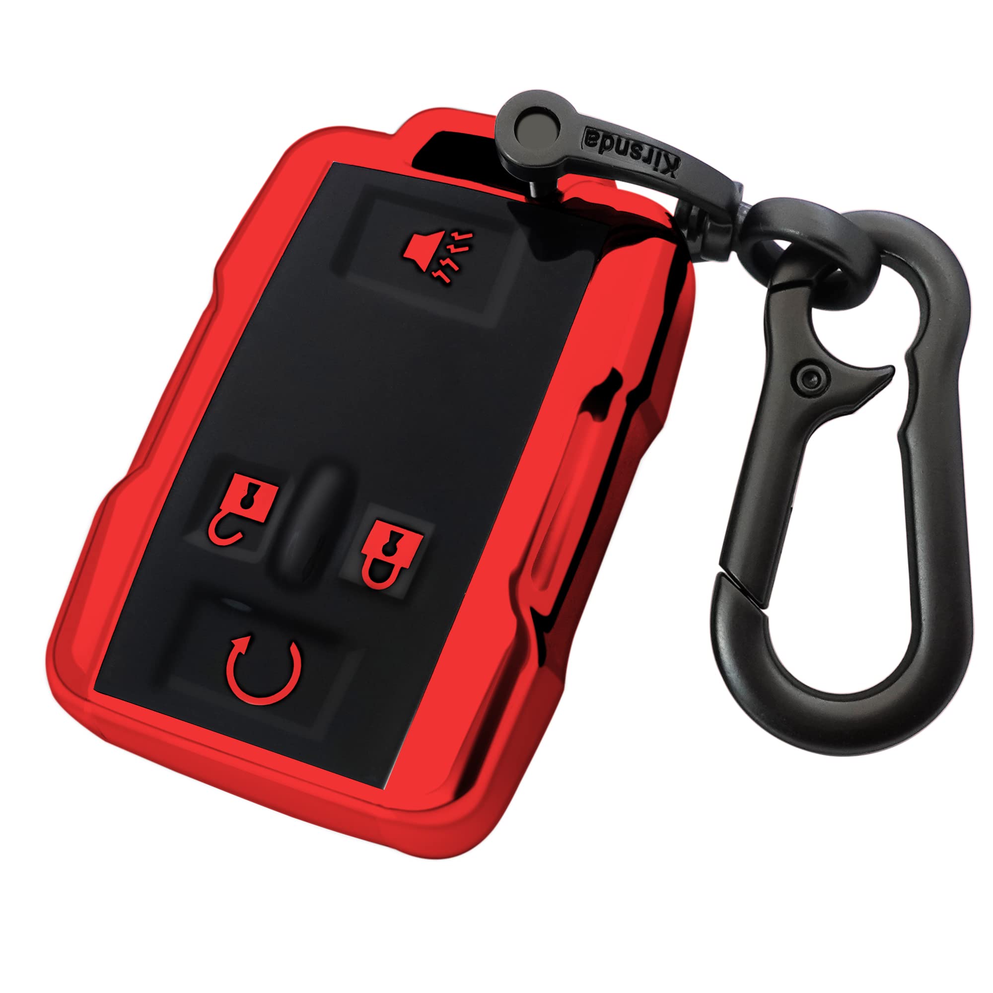 Kirsnda For Chevrolet Key Fob Cover Case With Metal Buckle,Soft Tpu Key Shell/Skin,4-Buttons Fit Gmc Chevy Colorado Silverado Su