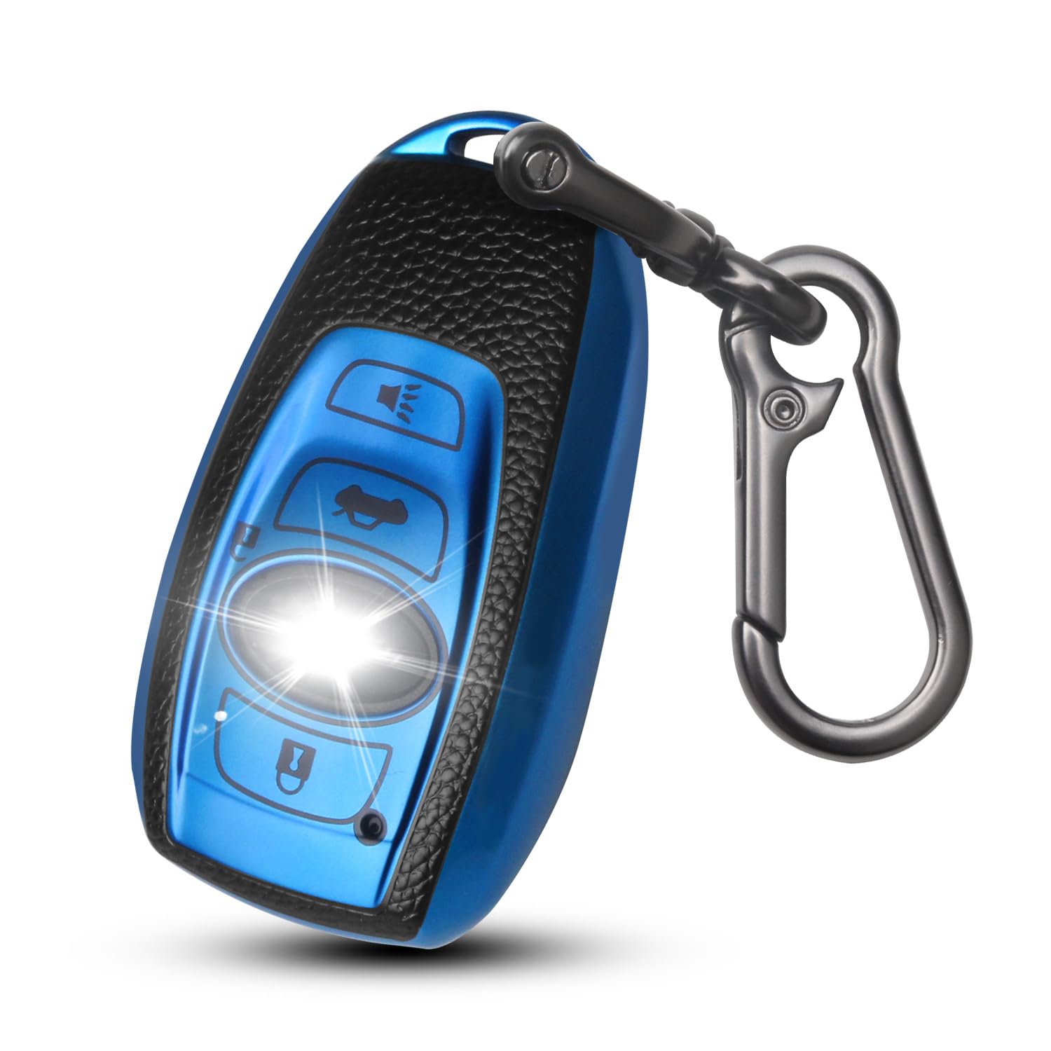 Qbuc For Subaru Key Fob Cover With Leather Keychain,Fit For Forester Crosstrek Outback Ascent Impreza Legacy Subaru 4-Buttons(Pi