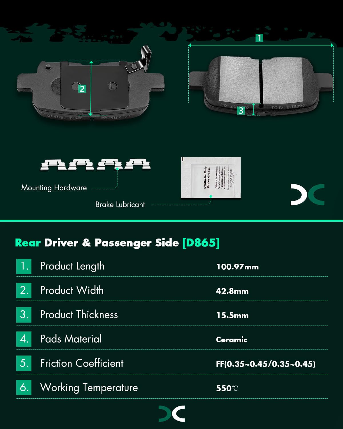 Scitoo D855 D865 Front Semi-Metal Rear Ceramic Brake Pads Sets Fit For Acura Mdx 2003 2004 2005 2006