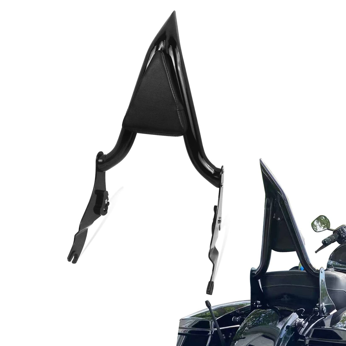 Black Sissy Bar, Detachable Passenger Backrest Rear Pad Compatible For Harley Touring Models 2009-2023 2024 Road King Ultra Cvo Limited Street Glide Road Glide Electra Glide [22 Inches]