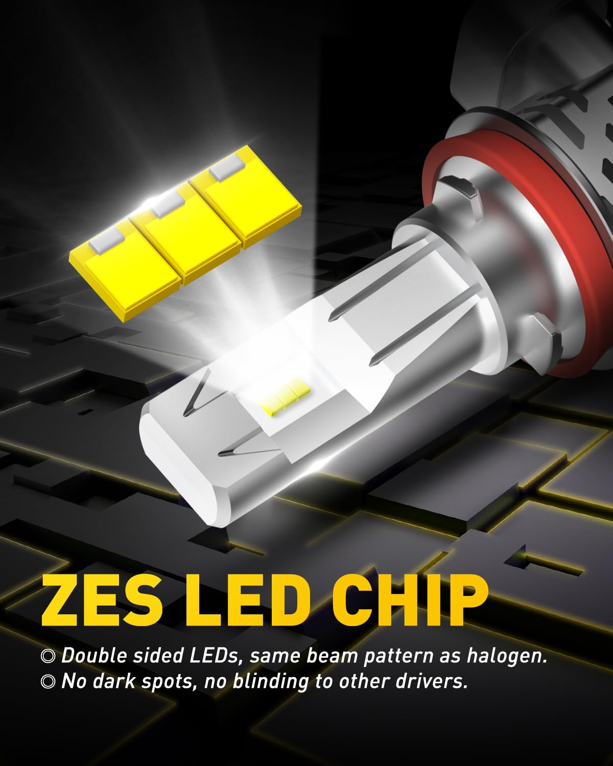 Auxito H11/H8/H9 Led Fog Light Bulbs, 60W, 6500K Cool White, 15000Ml, Pack Of 2