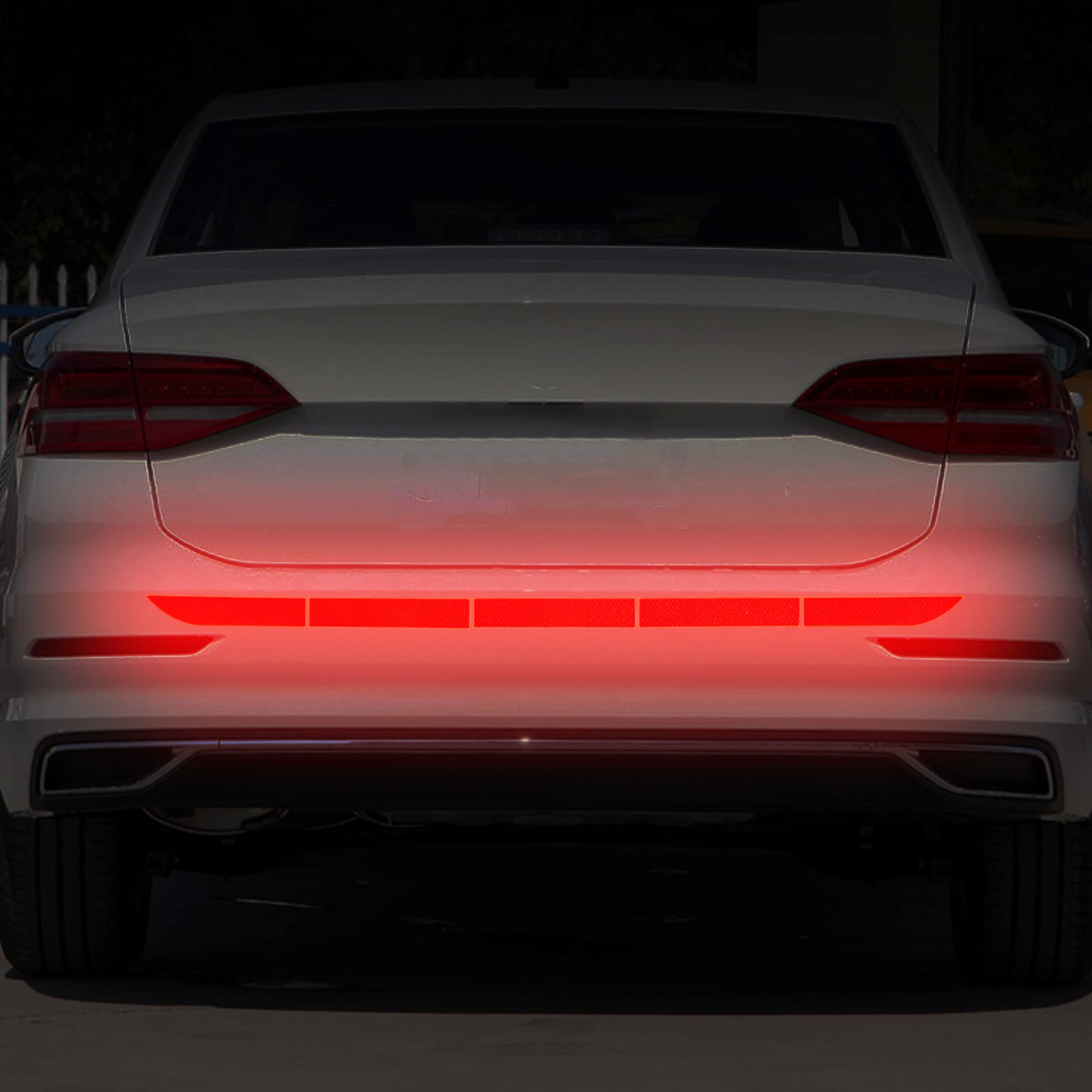 Blakaya Reflective Rear Bumper Sticker Car Trunk Reflective Strips Diamond Grade Night Visibility Warning Tapes (6Pcs Red)