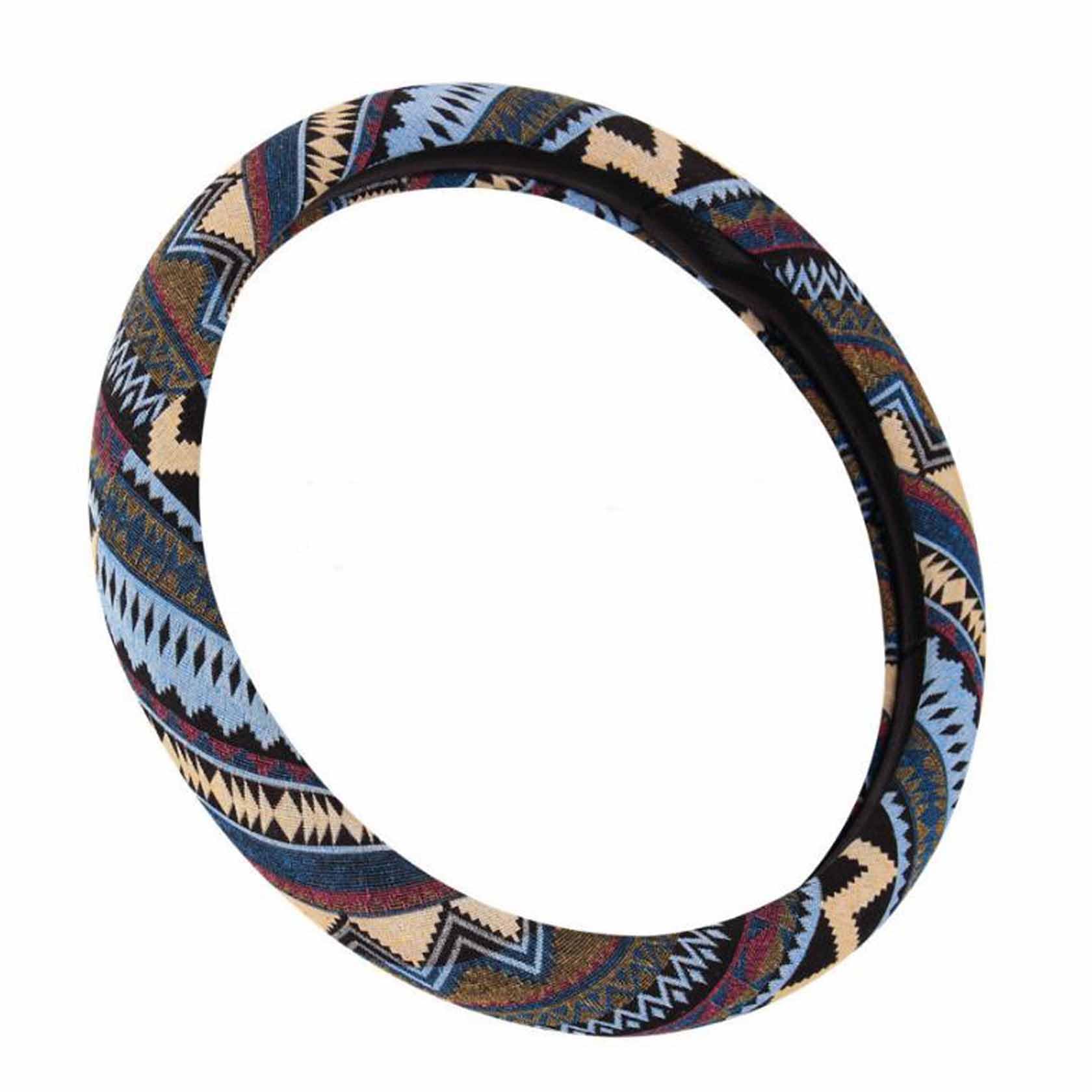 Shiawasena Car Steering Wheel Cover, Coarse Flax Cloth, Ethnic Style, Universal 15 Inch Fit, Anti-Slip Sweat-Absorbent (I#)