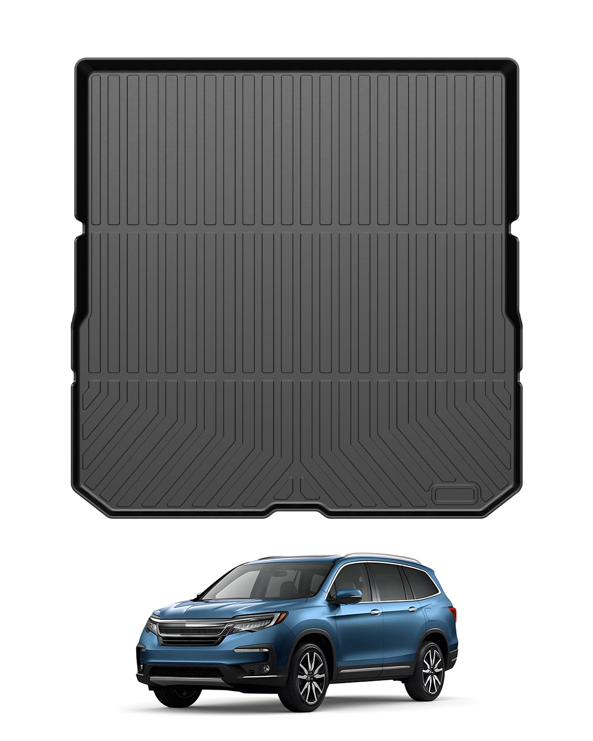Powerty Trunk Mat For 2016-2021 2022 Honda Pilot Accessories Cargo Mats Tpe All Weather Cargo Liner Back Seat Cover Heavy-Duty T