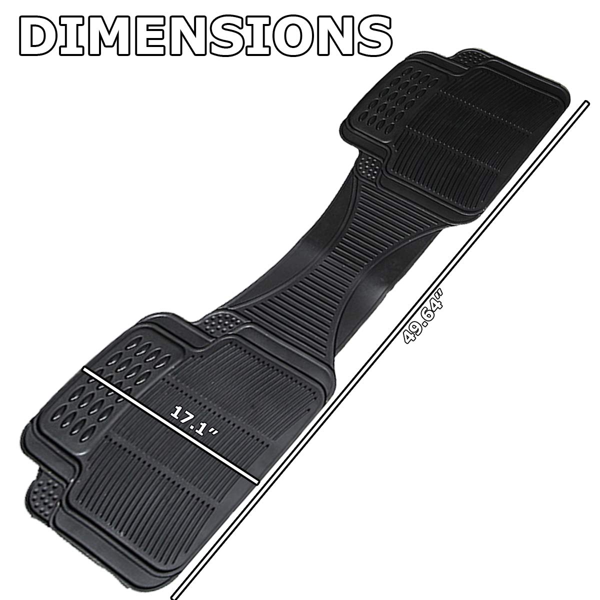 Vaygway Car Floor Mat Runner - Rubber Rear Floor Mat Liner - Black Back Seat Liner - Auto Trimmable Universal Fit Rug For Vehicl