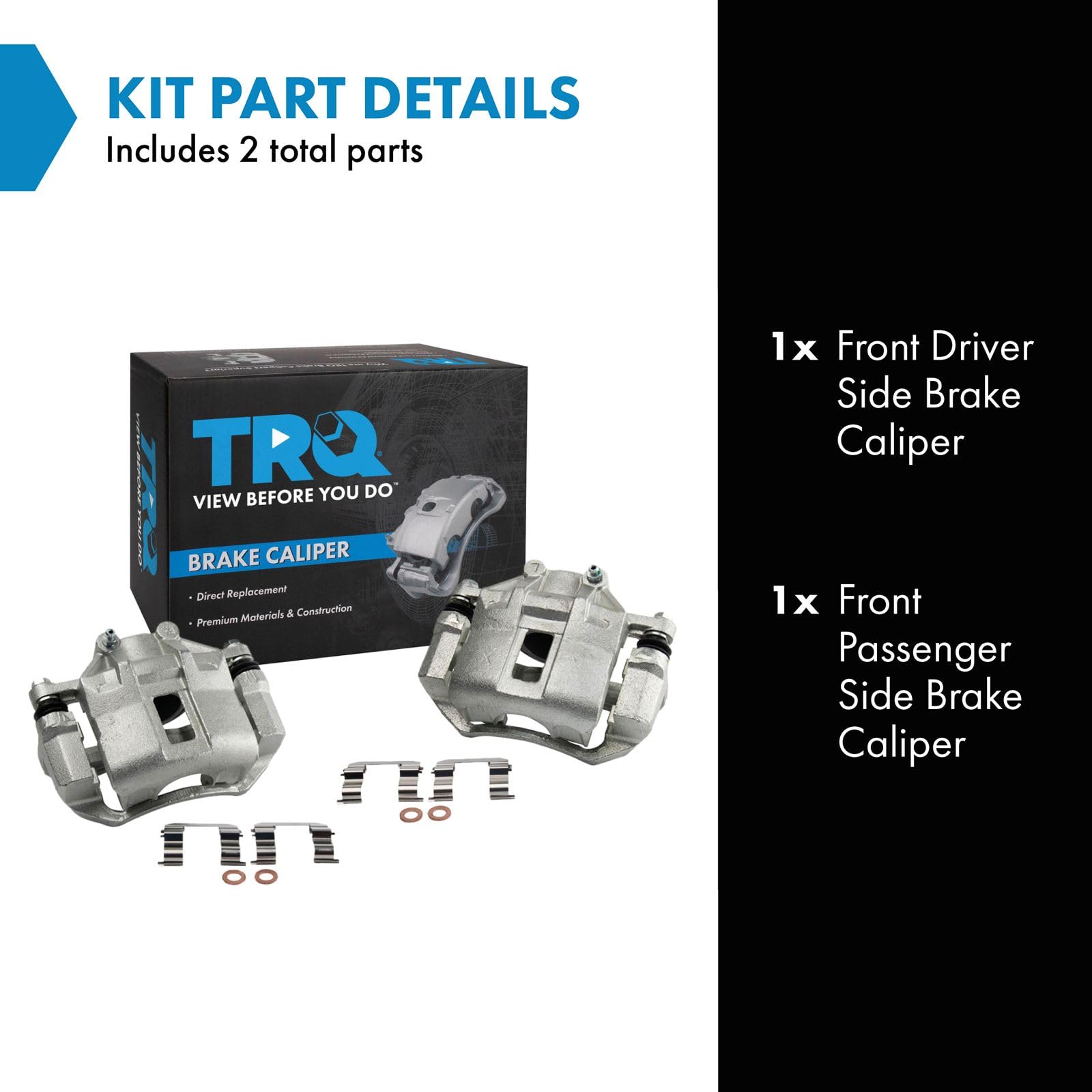 Trq Front Brake Caliper Set Compatible With 2006-2011 Hyundai Accent 2006-2012 Kia Rio Rio5