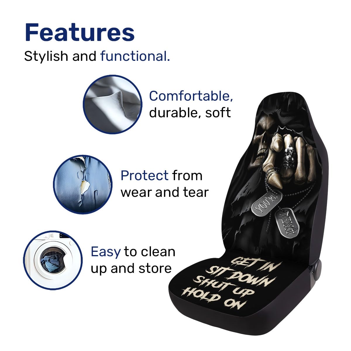 Genany You'Re Next 2 Front Car Seat Covers For Car Truck Sedan Suv, Horror Seat Cover,Halloween Seat Cover, Durable Automotive S