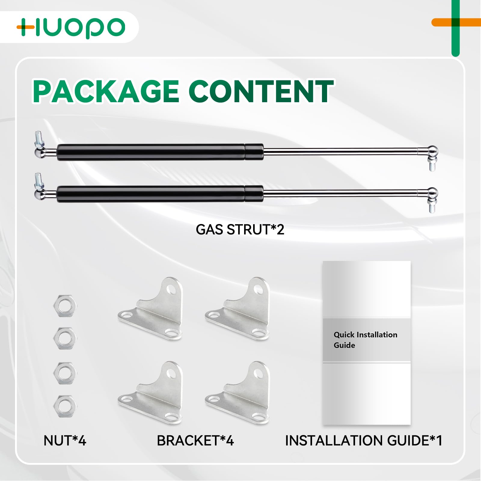 Huopo 28 Inch 250 Lb/1112 N Gas Strut Shock With L Type Mounts Lift Support For Rv Bed, Truck Bed Cover, Boat Heavy Lid, Basemen