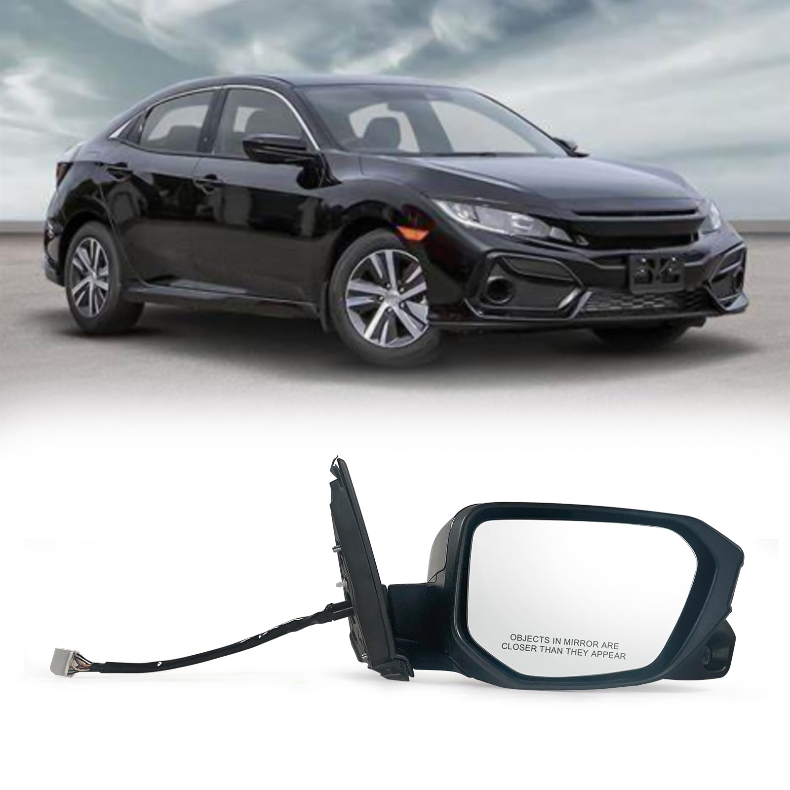 Lqito Right Passenger Side Door Mirror Compatible with 2016-2021 Honda Civic Sedan/coupe/hatchback Lx/Ex/Sport with Power Heated
