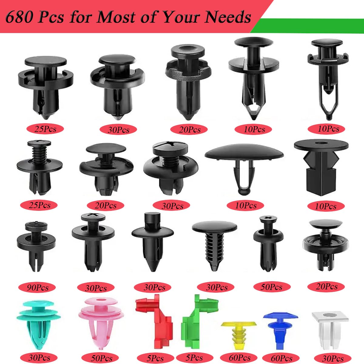 725Pcs Car Push Retainer Clips & Automotive Tools, Car Retainer Clips, Auto Trim Removal Tool Kit & Auto Fasteners Kit, Universa