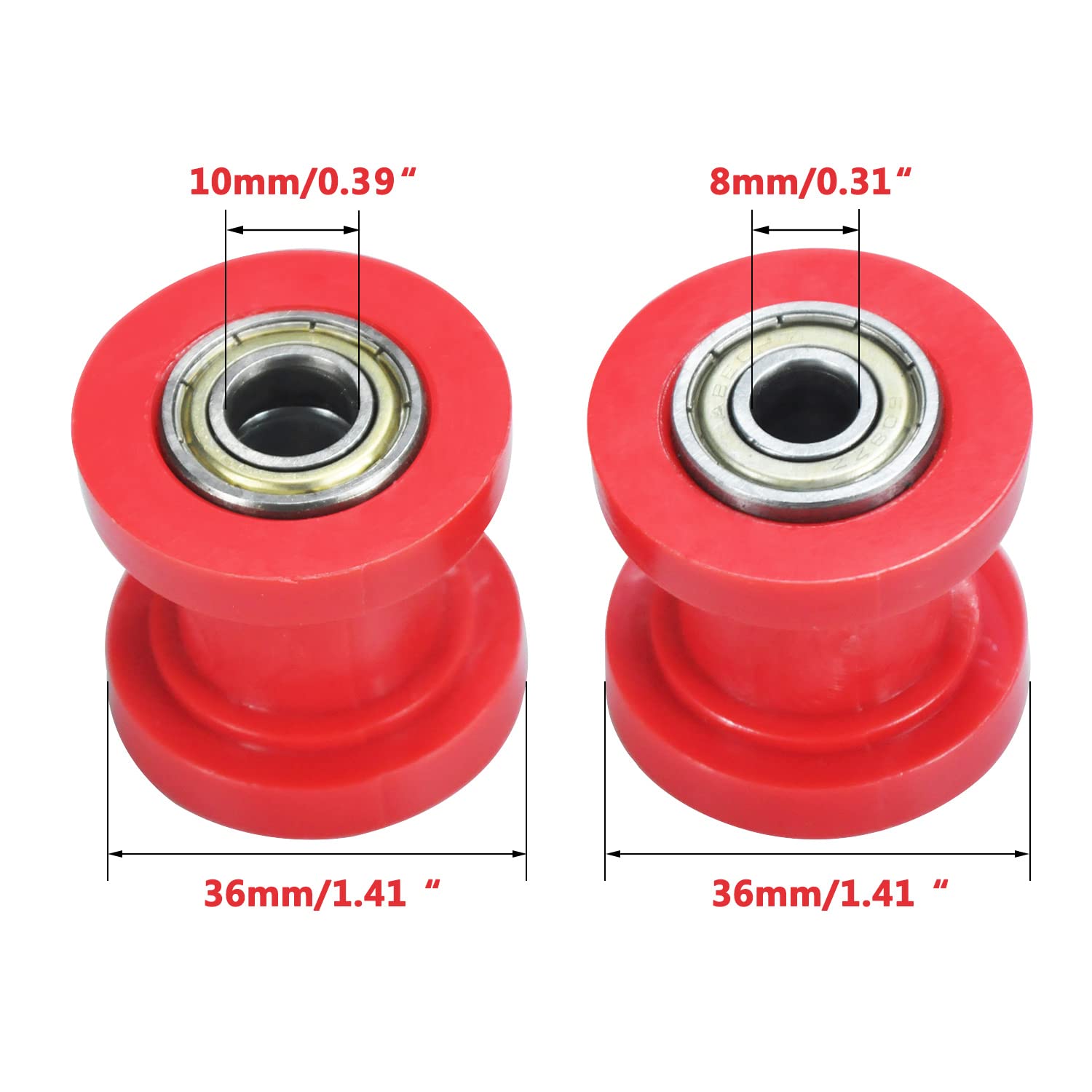 Holato 8Mm 0.31' 10Mm 0.39' Chain Roller Tensioner Wheel Guide For Baja Db30 Doodlebug Dirt Bug Mini Bike 110Cc 125Cc 140Cc 150Cc Ssr Xr125 Crf50 Klx110 Dirt Pit Trail Bike Atv Quad Motorcycle Red