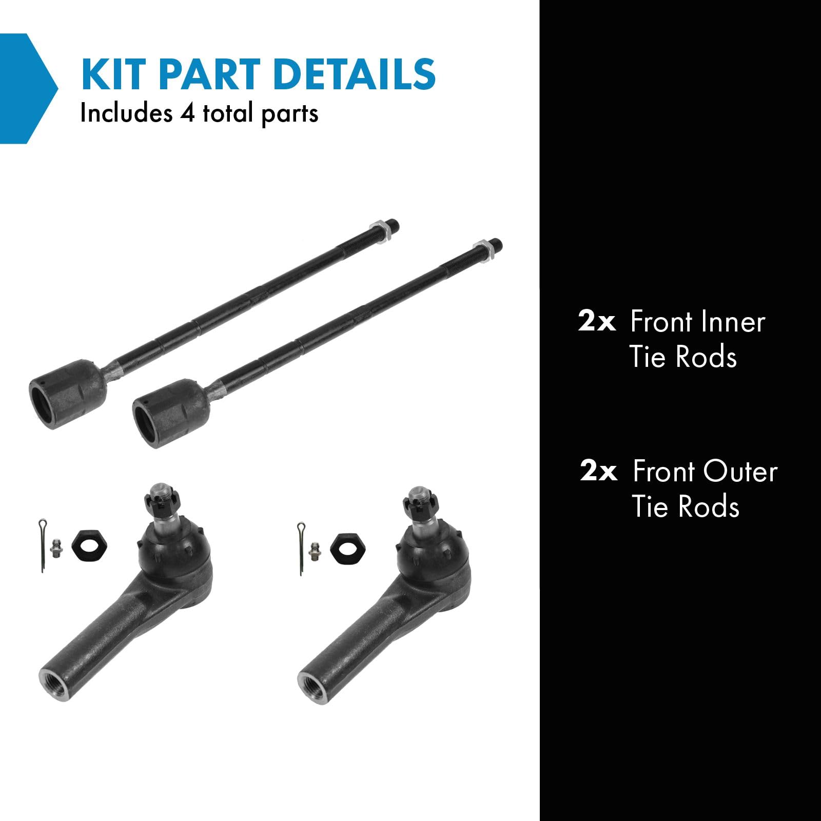 Trq Front Tie Rod Set Compatible With 1995-2003 Ford Windstar