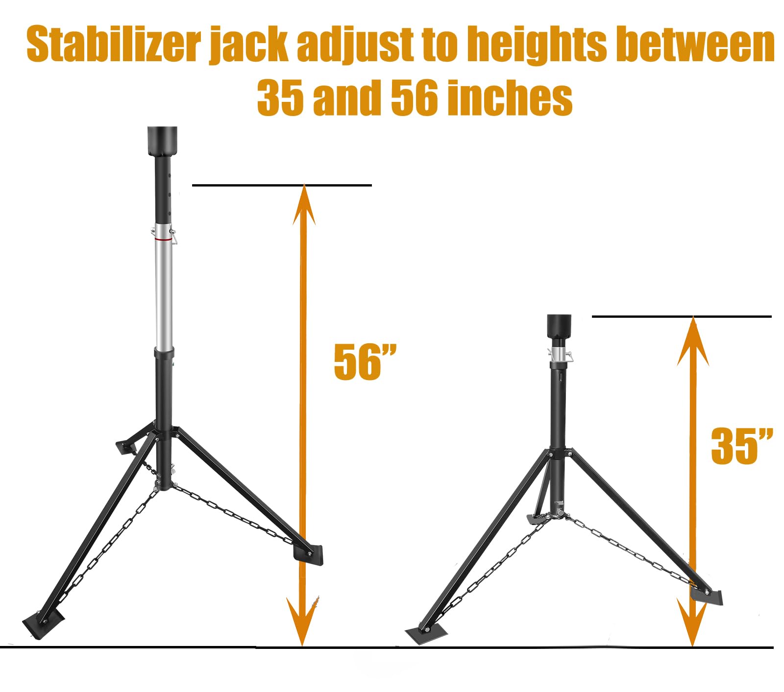 Schumaho King Pin Tripod Stabilizer Jack For 5Th Wheel Trailer Rv, (Allow Drill Adjust), 5000Lb Load Capacity & Adjustable Heigh