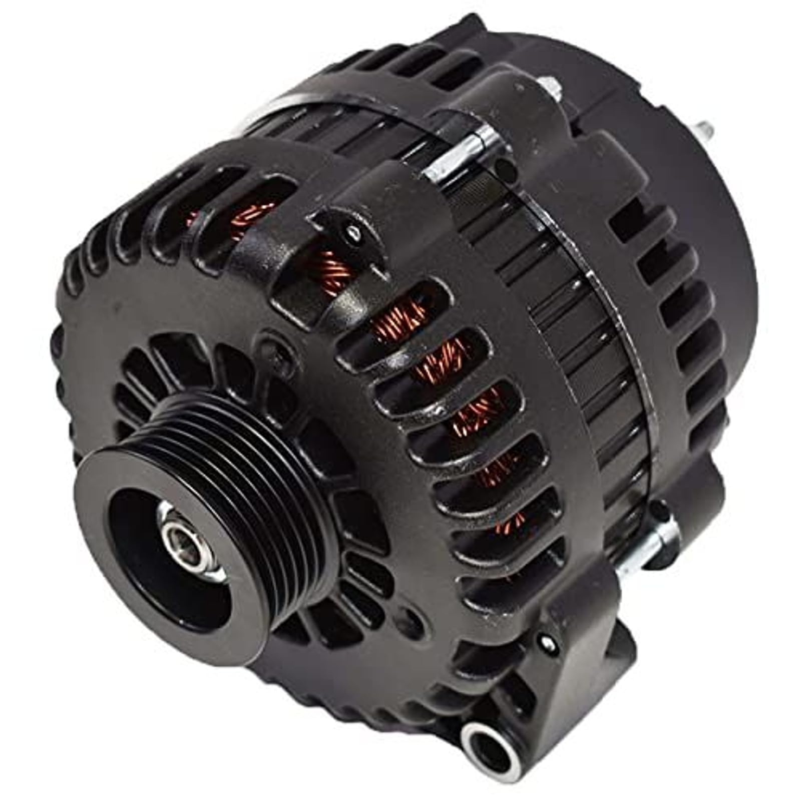 A-Team Performance - GM AD244 Style High Output 220 Amp Alternator Black - Compatible with Chevrolet BBC SBC GM Diesel