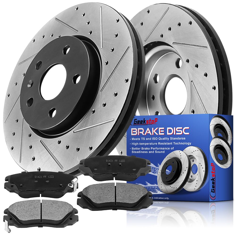 Front Disc Brake Rotors and Ceramic Brake Pads Kit for 2010-2017 Chevy Equinox/GMC Terrain, 2014-2020 Chevy Impala, 2013-2015 Ch