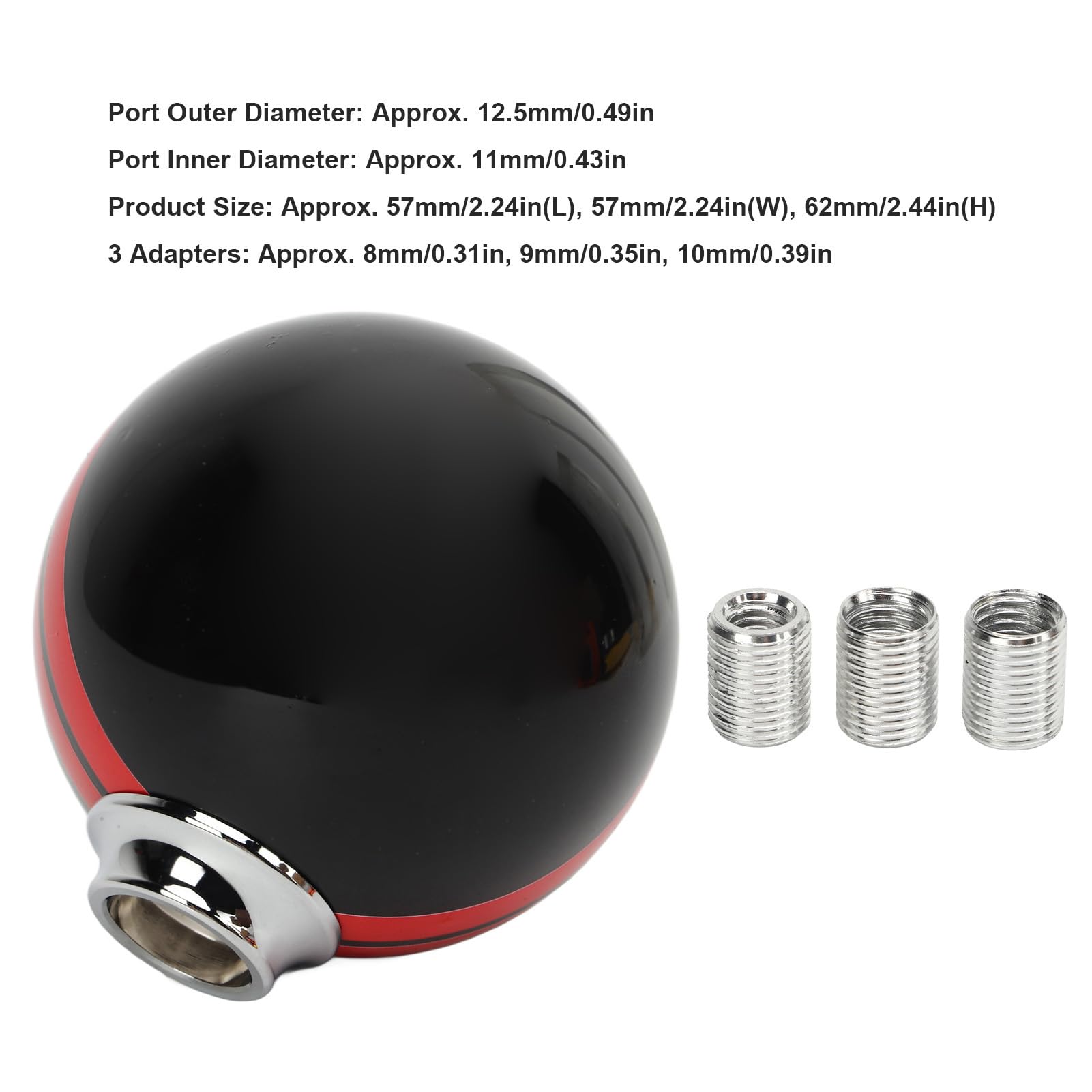 Fydun 5 Speed Round Ball Shift Knob Manual Transmission Shifter Lever Stick Head Knob For Mustang 1967 To 2018 (Black Red)