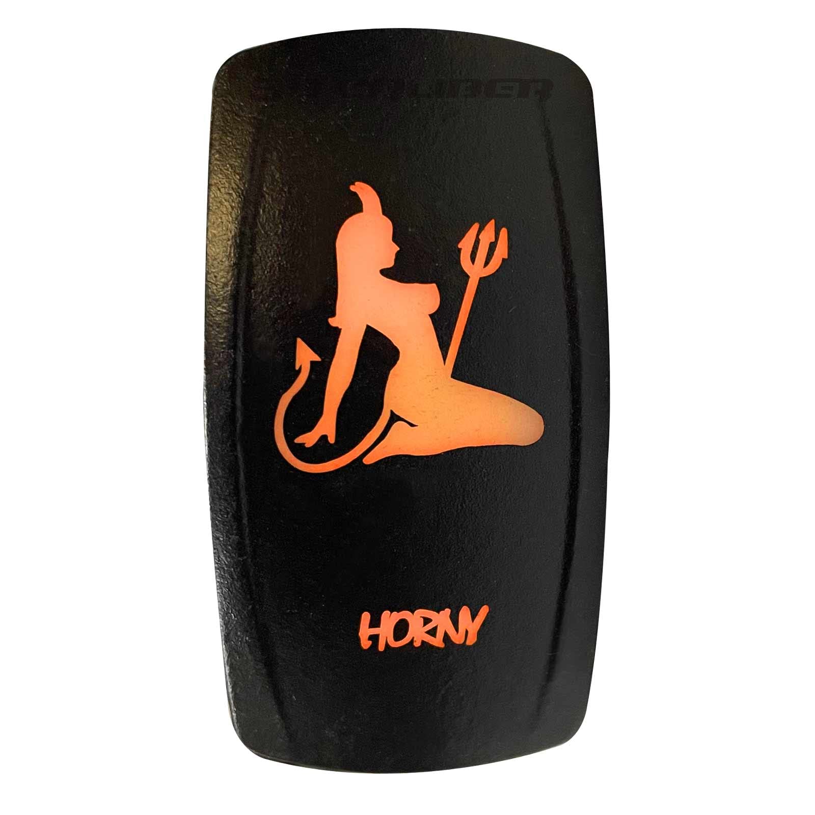 50 Caliber Racing Rocker Switch Momentary/Off Led Backlit -Horny- Utv, Auto, Boat 20A 12V (Orange)