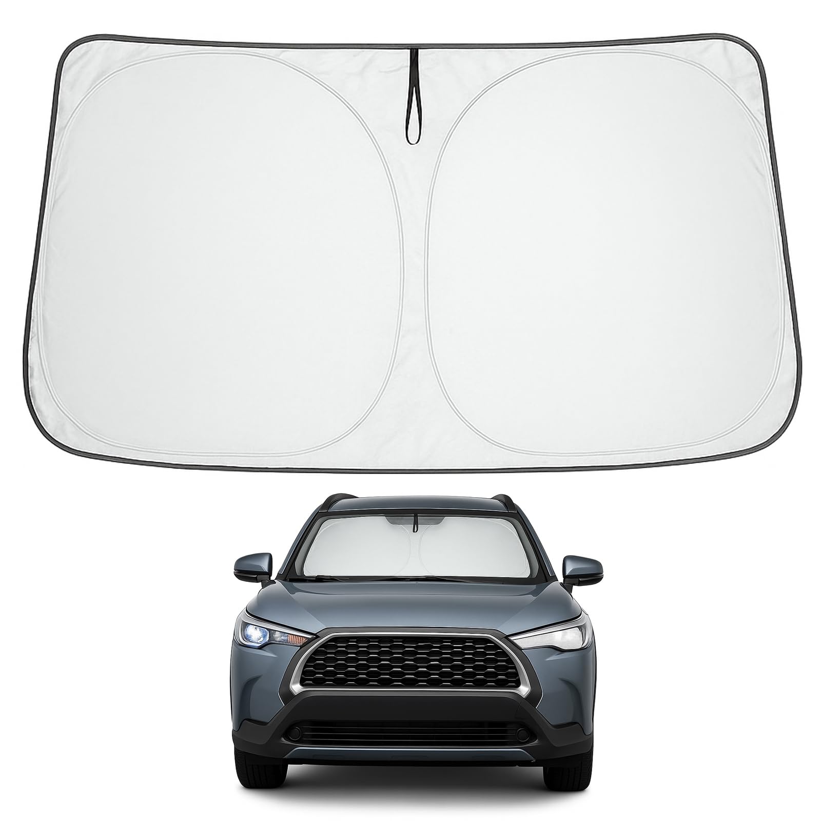 Proadsy 2025 Upgrade Windshield Sun Shade Custom Fit 2022-2024 2025 Toyota Corolla Cross (Not For Corolla) 4-Layer Foldable Fron
