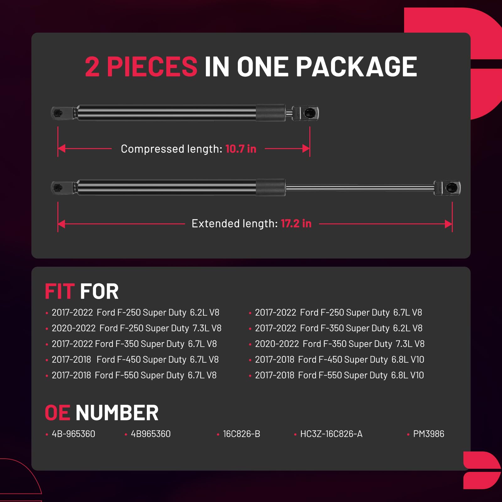 Bdfhyk 2 Pcs Rear Hatch Liftgate Lift Supports Trunk Struts Gas Struts Spring Shocks Compatible With F-250 F-350 F-450 F-550 Sup