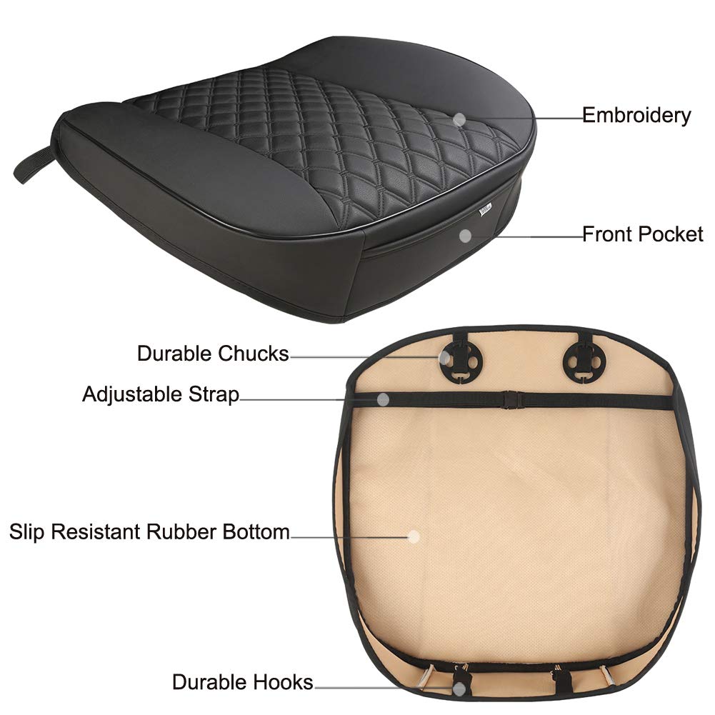 Black Panther 1 Pair Pu Car Seat Covers, Front Seat Bottom Protectors Compatible With 95% Vehicles,Diamond Pattern Embroidery, A