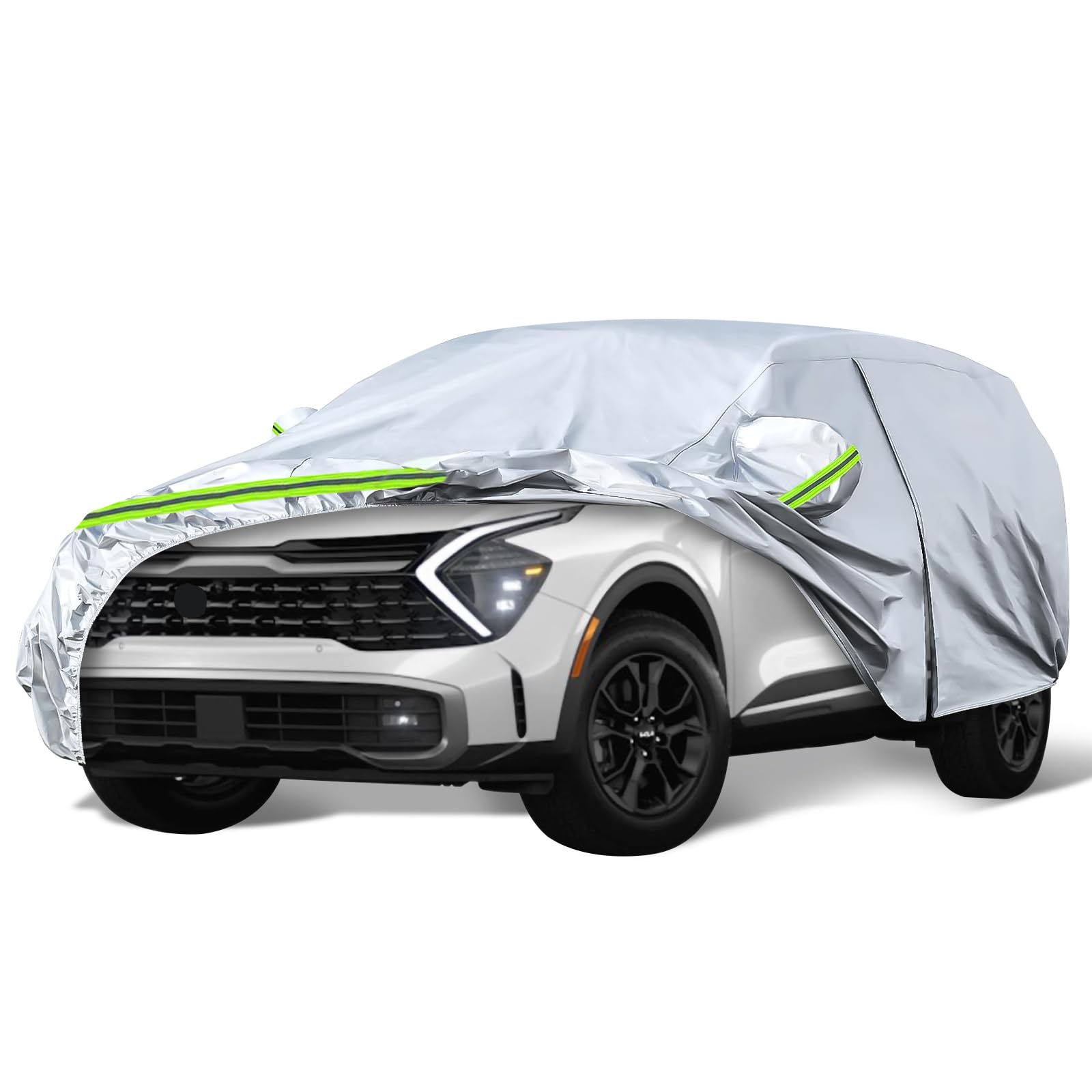 Waterproof Car Covers Replace For 2020-2024 Kia Sportage, 6 Layers Silver All Weather Car Cover With Zipper Door & Windproof Ban