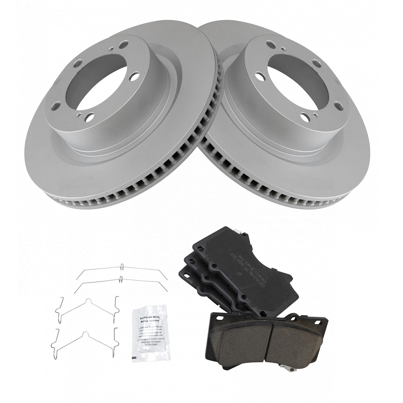 Trq Front Brake Pad & Rotor Kit Brake Pads Brake Rotor Ceramic Vented Premium G-Coated Compatible With 2016-2021 Lexus Lx570 Toy