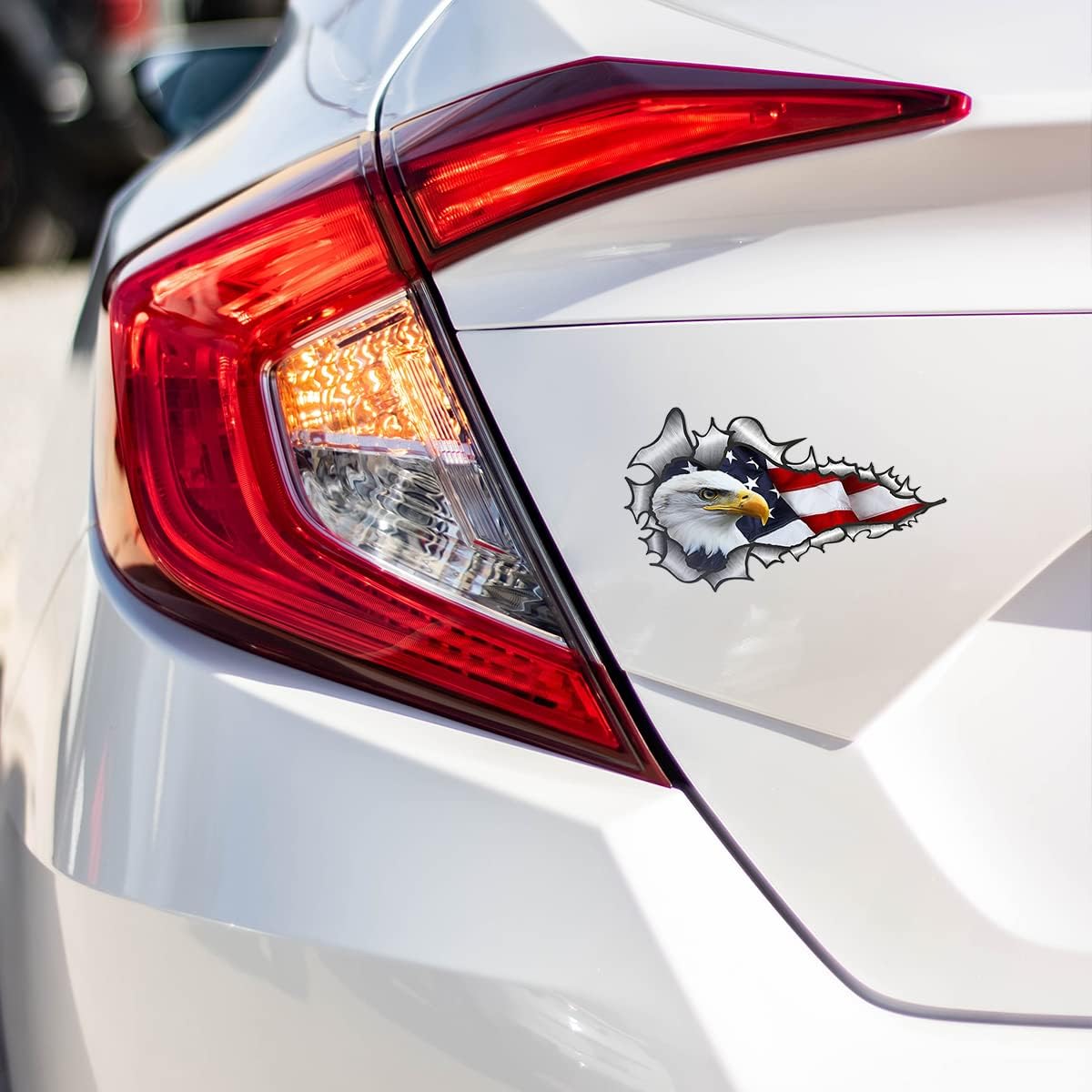 2 Pack American Bald Eagle Flag Car Decal Sticker, 7.48X4.33 Inch Patriotic Eagle Truck Decal Waterproof Bumper Sticker for Car