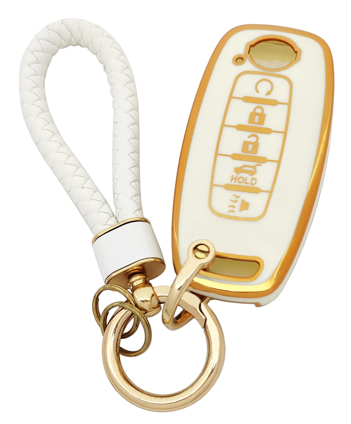 Arruweer Key Fob Cover For Nissan 5 Buttons Soft Tpu Smart Key Case Holder Compatible With Nissan Pathfinder Rouge 4Runner 2023