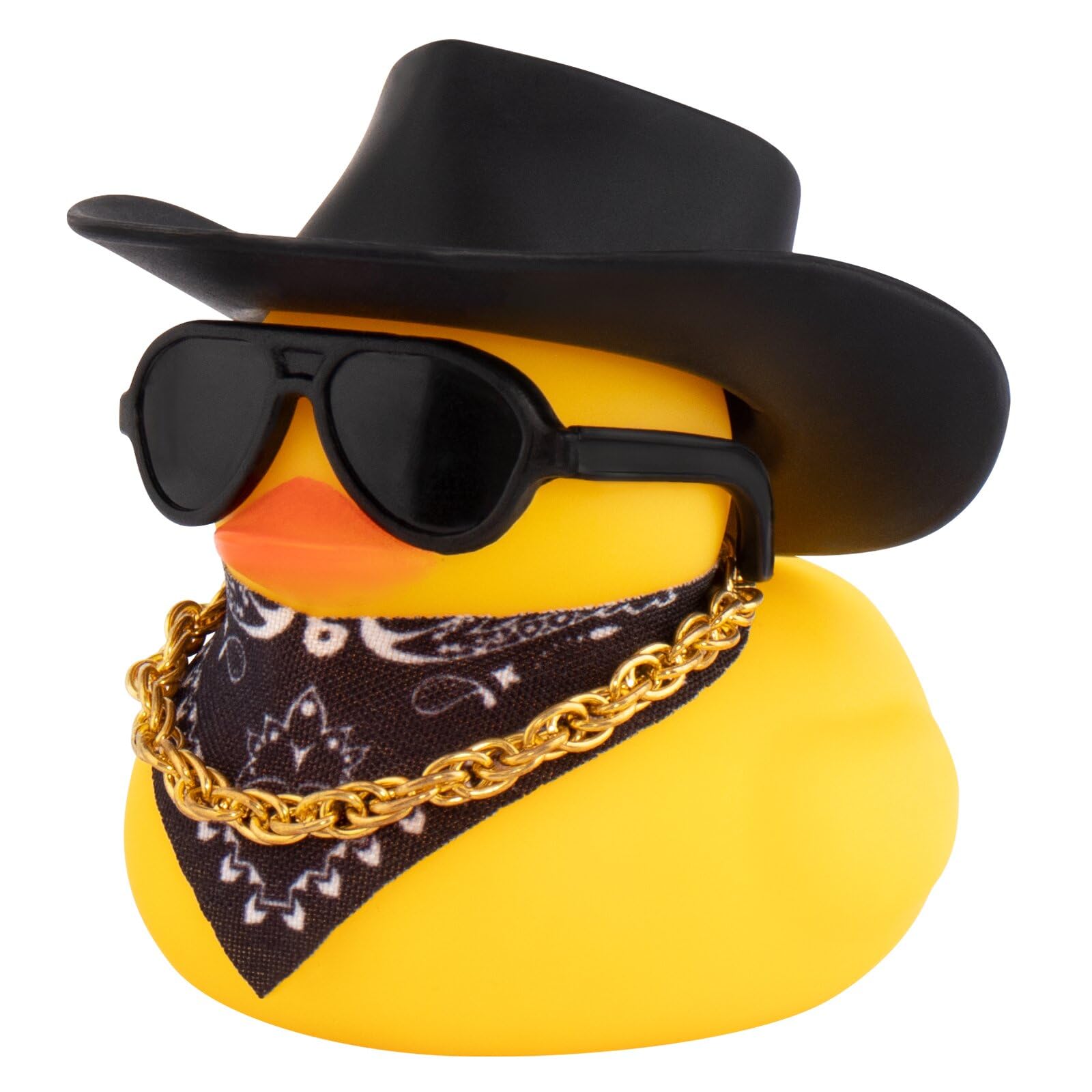 wonuu Car Dashboard Decoration Cowboy Hat Rubber Duck, Car Ducks Ornaments with Mini Colorful Hat Necklace Sunglasses Scarf (Pur
