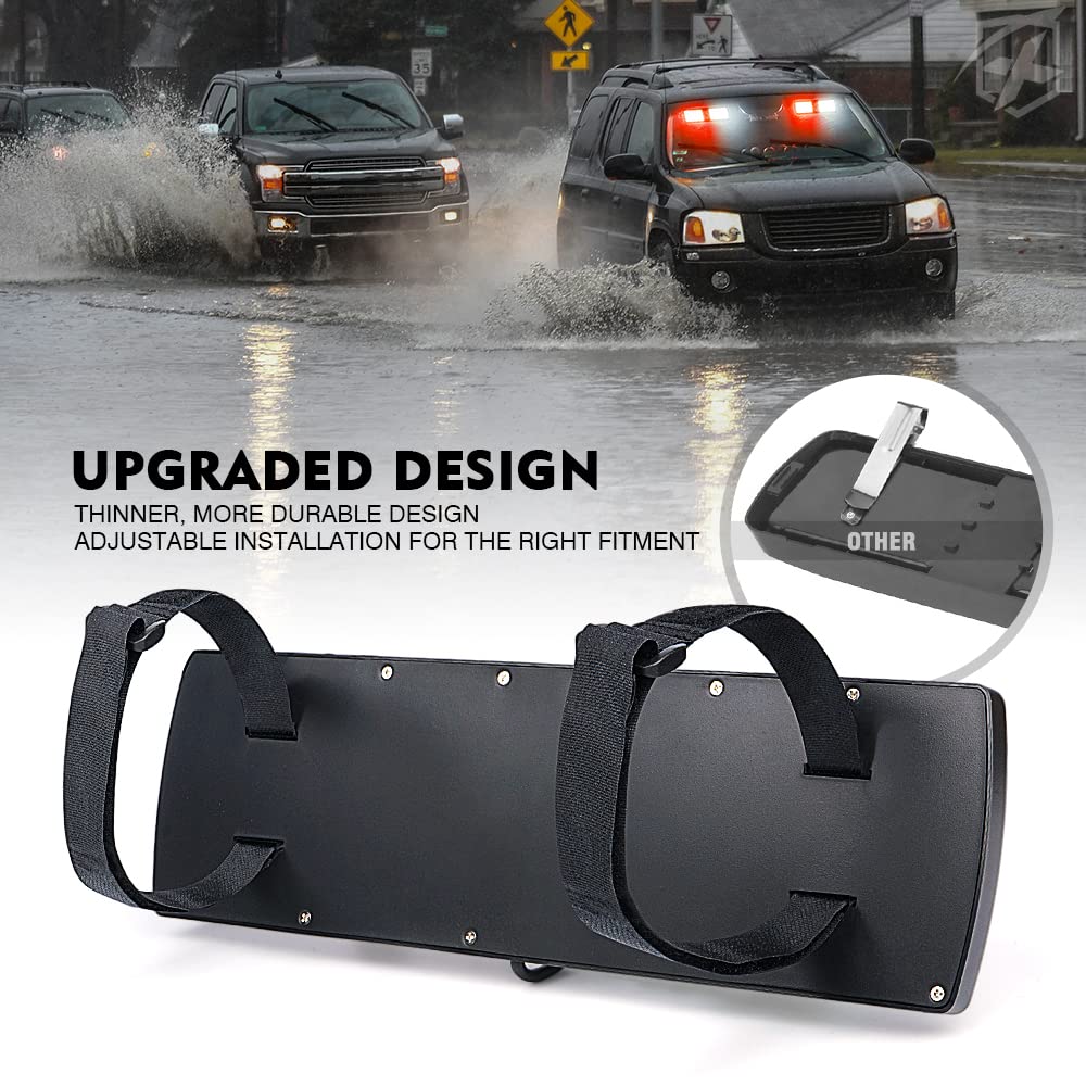 Xprite White/Red LED Dual Visor Strobe Flashing Lights, Windshield Sunshield Hazard Warning Light for Law Enforcement Emergency