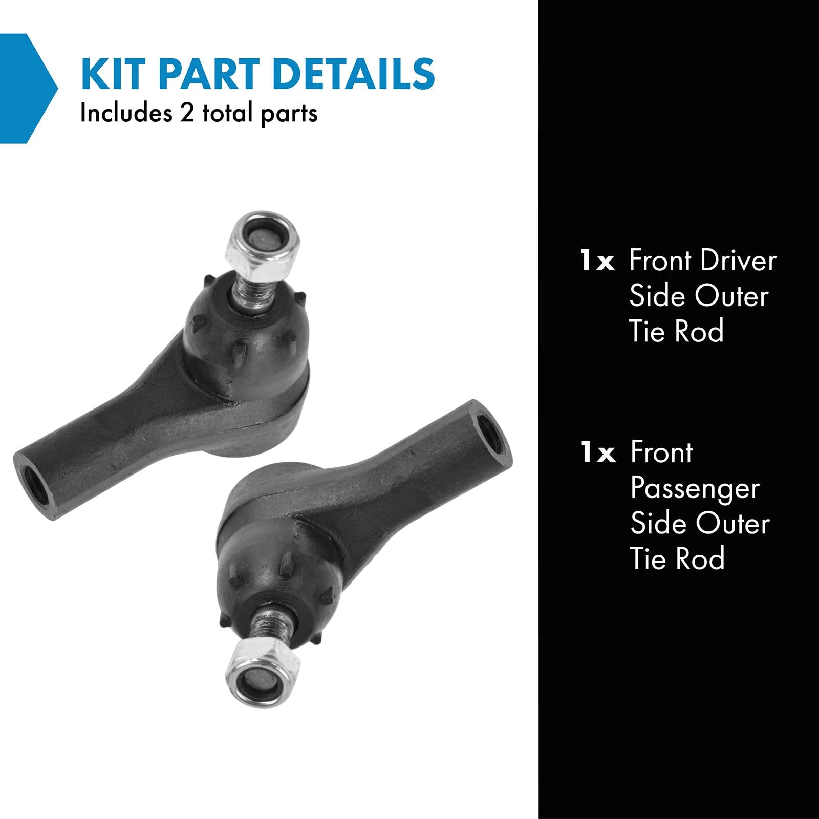 TRQ Outer Tie Rod End Driver & Passenger Side Pair for Volvo 240 740 760 780 960 S90