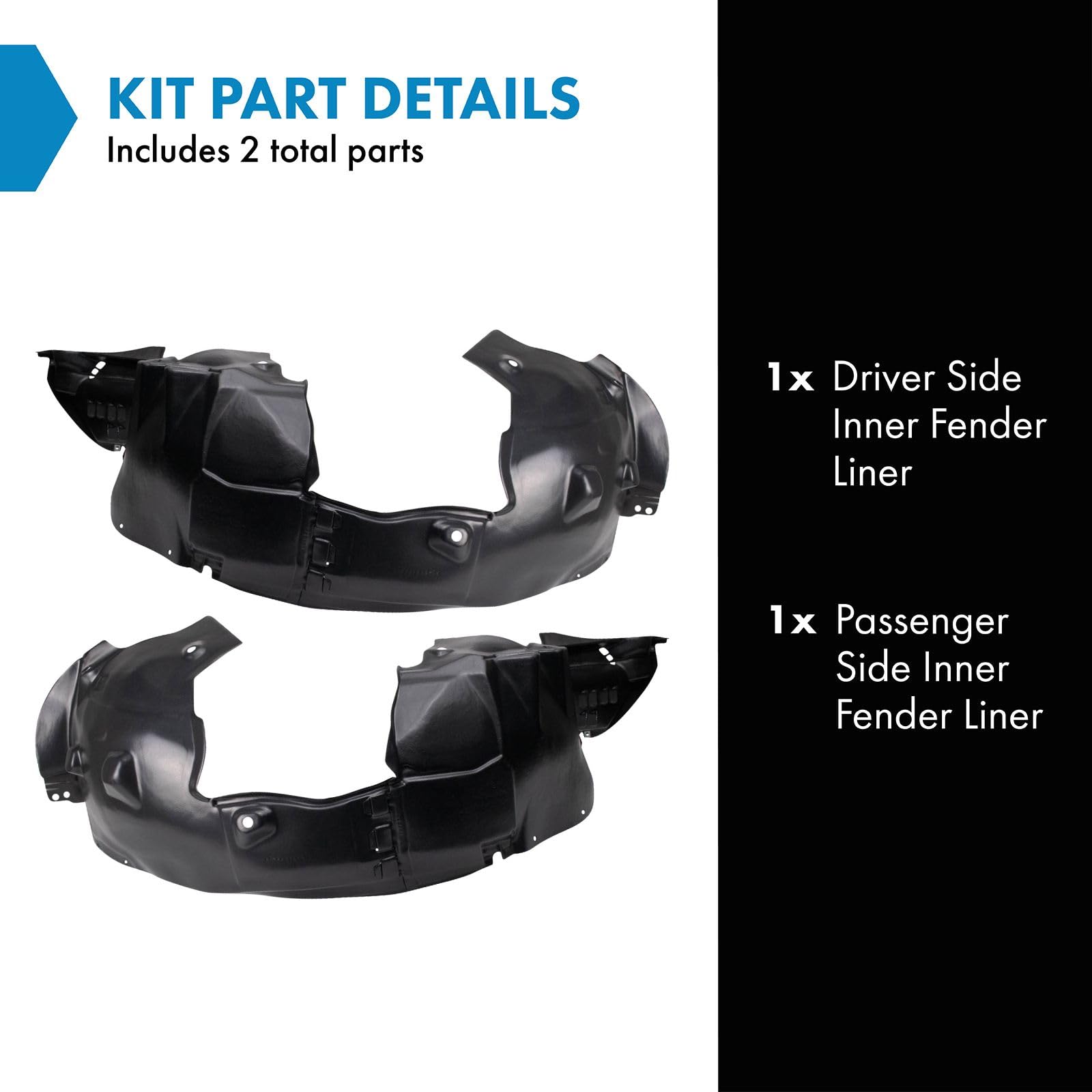 Trq Inner Fender Liner Set Compatible With 2013-2016 Chevrolet Sonic Gm1248241 Gm1249241